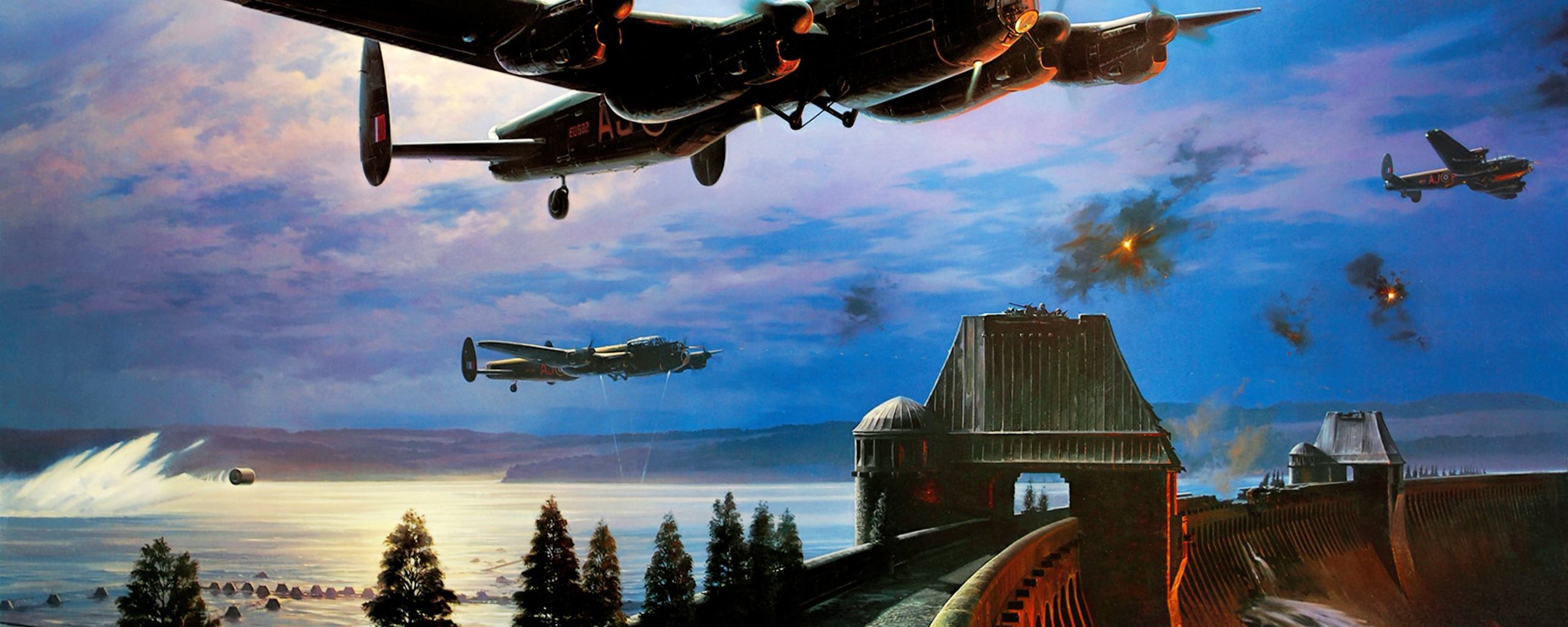 Download Wallpaper Bomber Art Airplane Painting Ww2 Avro Lancaster