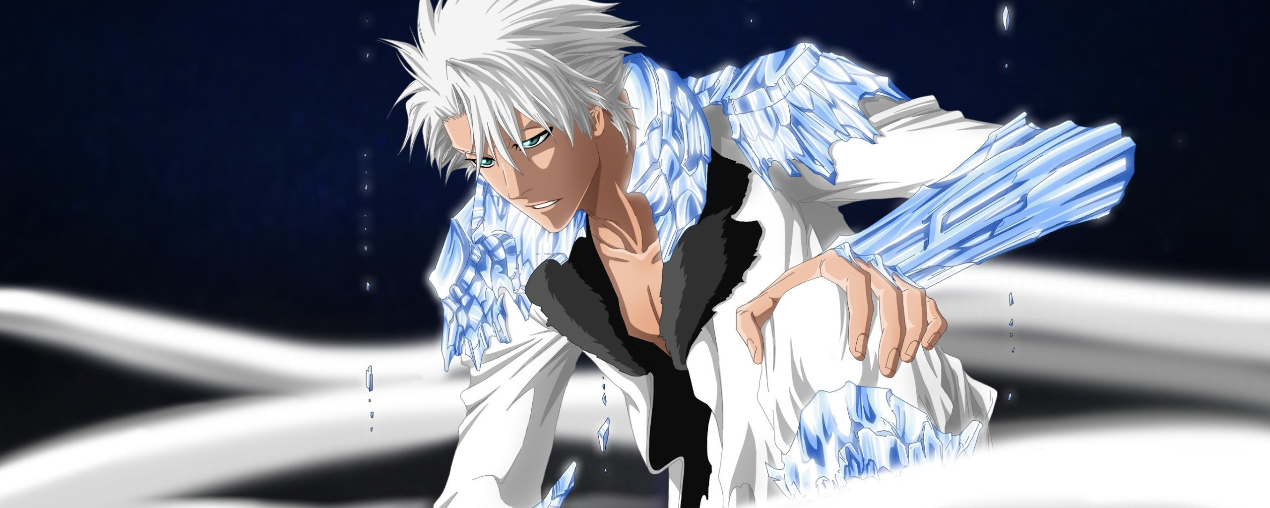 Download wallpaper battlefield, sword, ice, game, Bleach, anime, chibi,  katana, section shonen in resolution 2560x1024