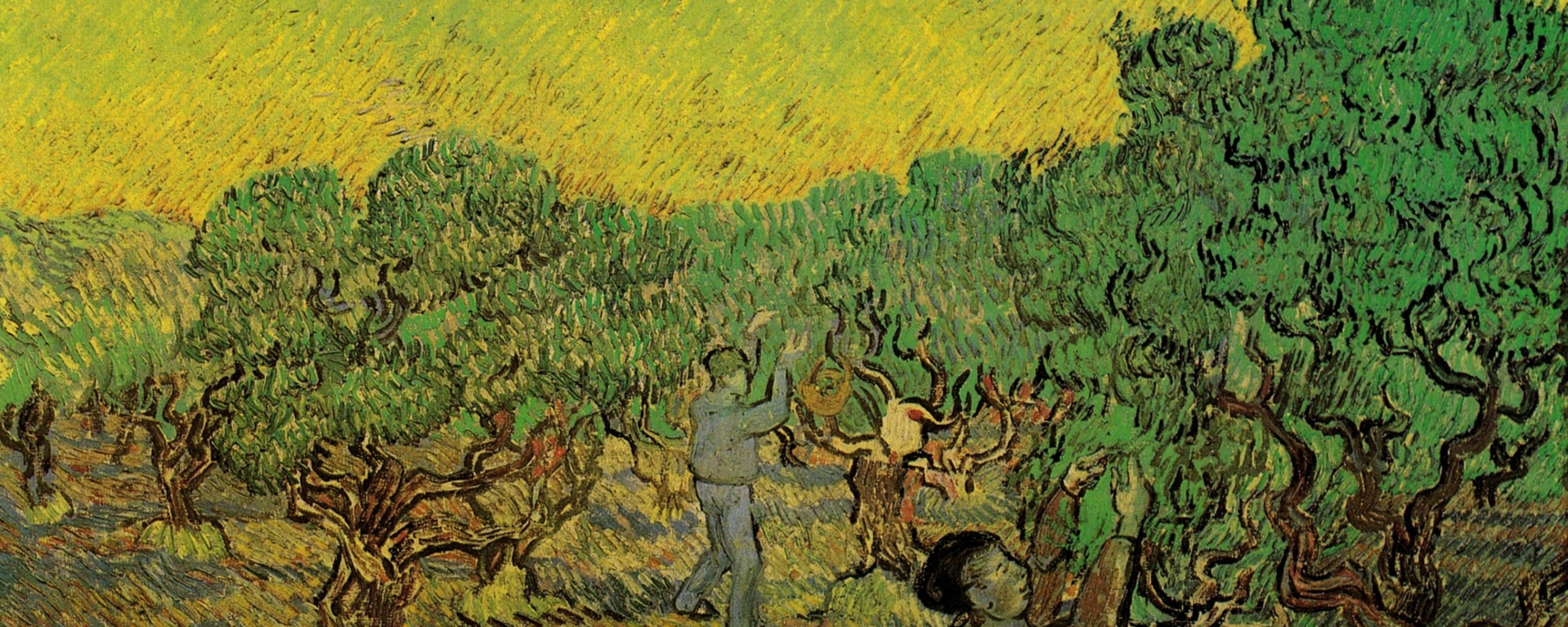 Download Wallpaper Vincent Van Gogh Olive Grove With Collectors Of Berries Picking Figures