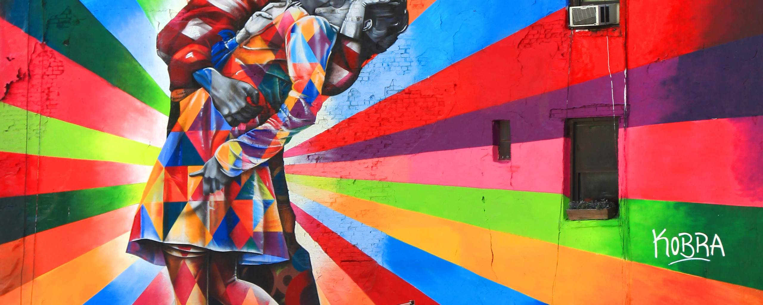 Download wallpaper graffiti, artist, Eduardo Kobra, section painting in ...