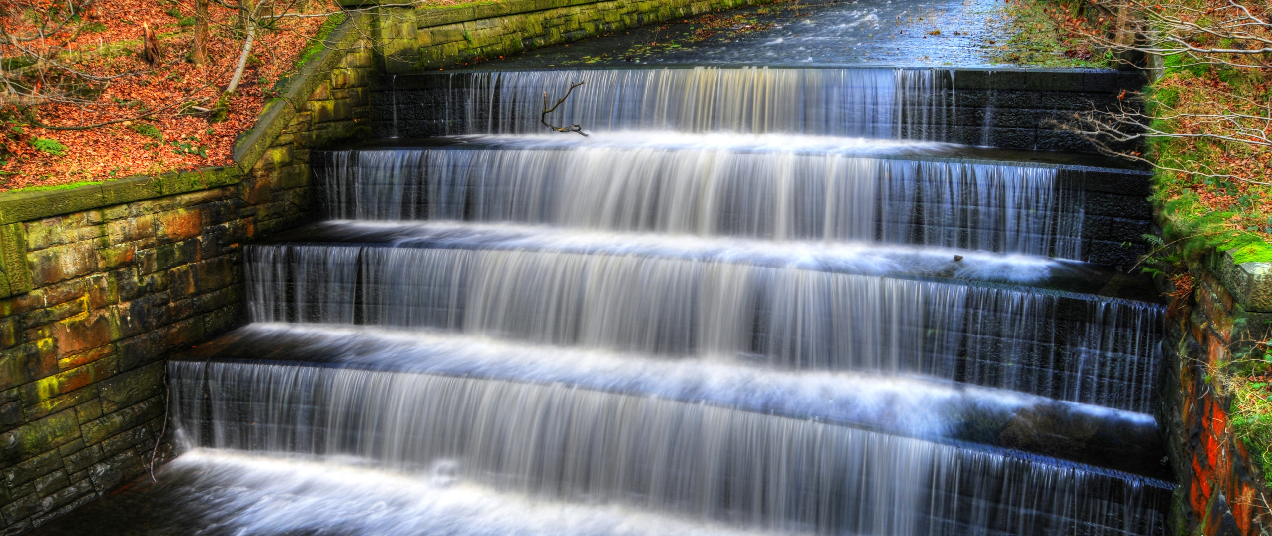 Download wallpaper autumn, England, waterfall, ladder, park, England ...