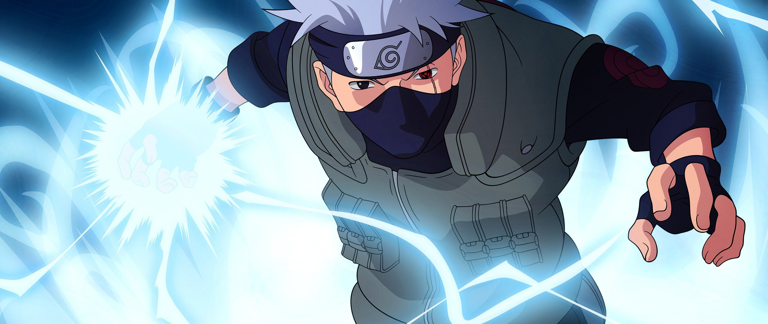 Download wallpaper Naruto, Kakashi Hatake, Raikiri, section shonen in  resolution 2560x1080