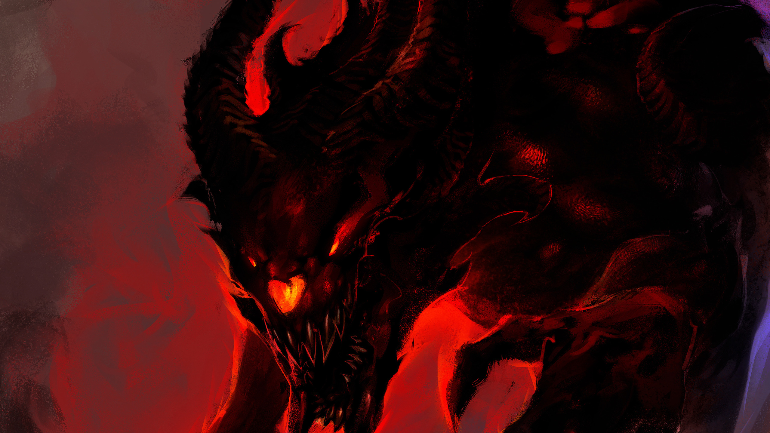Download wallpaper darkness, fire, the demon, art, evil, Gull, Demon Kaiju,  section fantasy in resolution 2560x1440