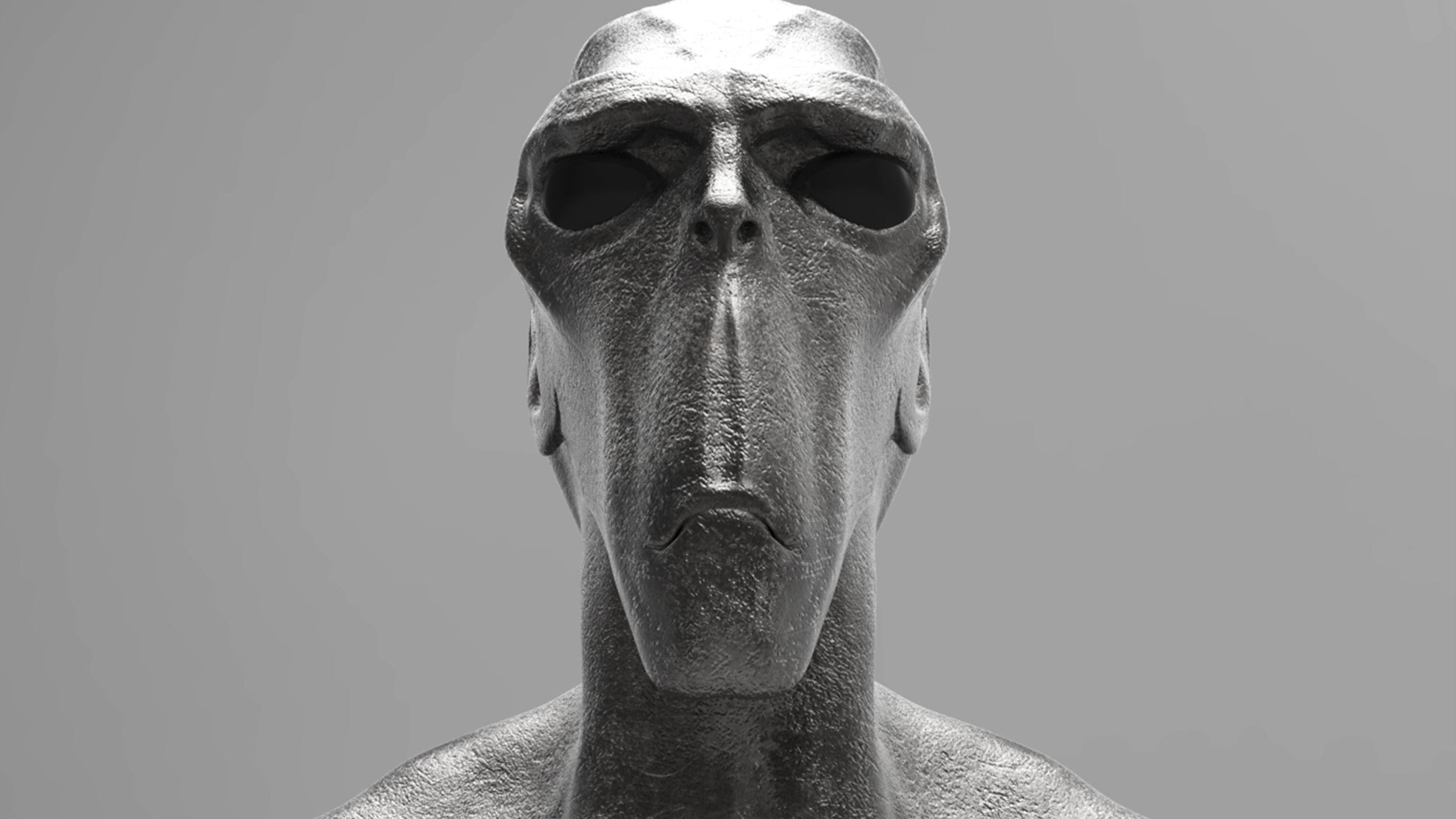 Download wallpaper statue, sculpture, alien head, humanoid, section ...