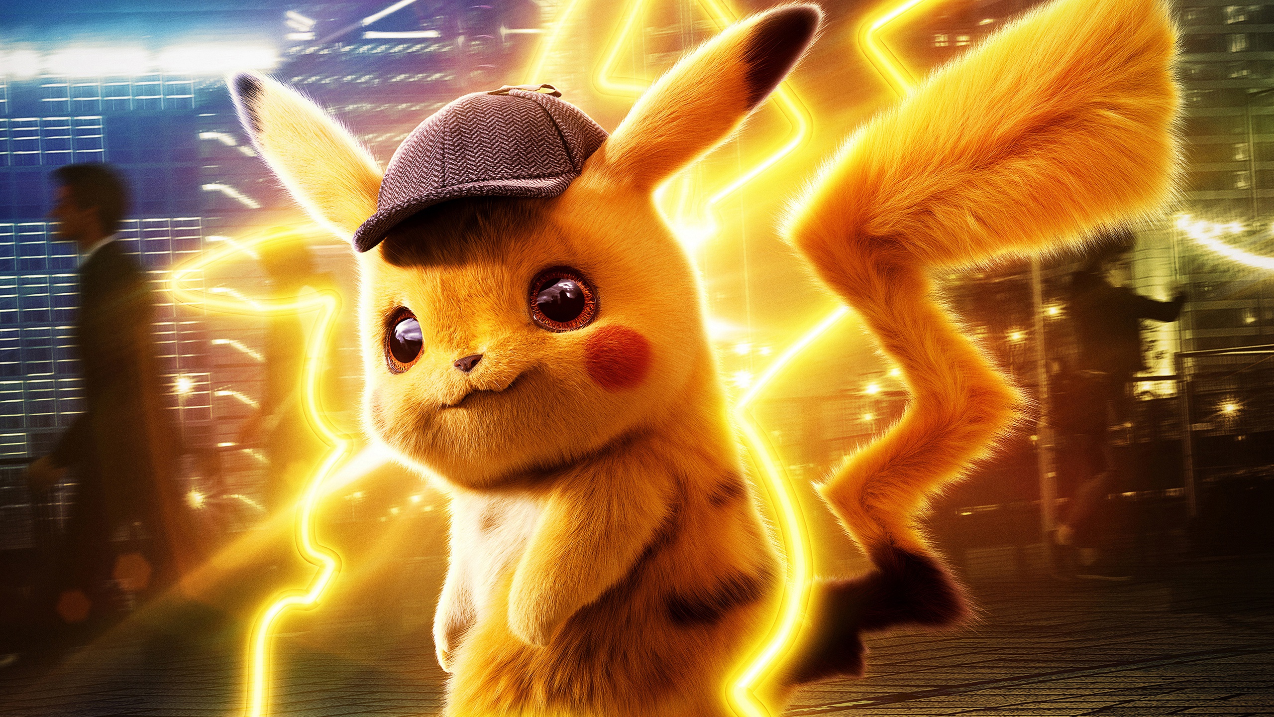 Download wallpaper yellow, fiction, cap, Pikachu, detective, Pokémon  Detective Pikachu, Pokemon. Detective Pikachu, section films in resolution  2560x1440