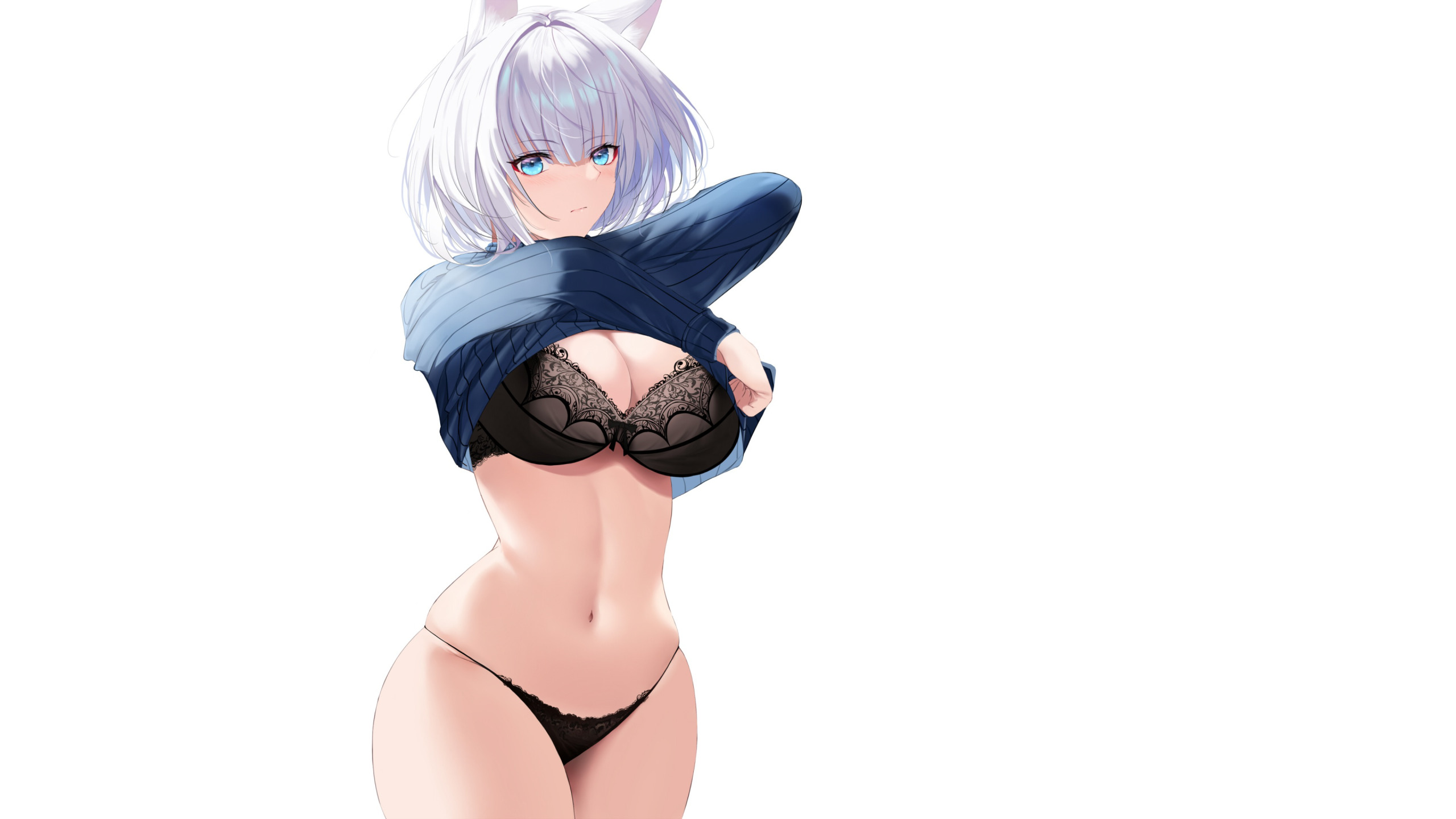 Download wallpaper girl, sexy, Anime, panties, Bra, undressing, Underwear,  section seinen in resolution 2560x1440