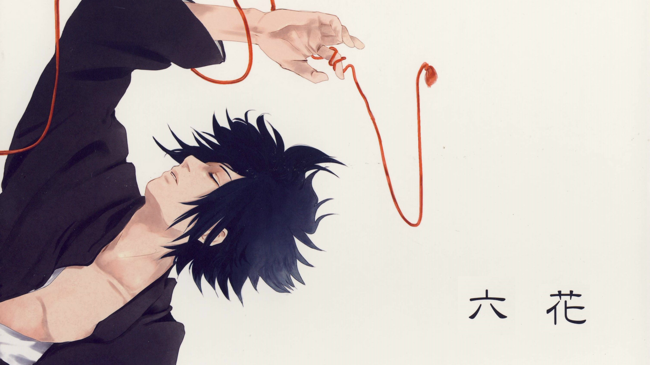 hand, grey background, Naruto, <b>red</b> <b>thread</b>, ninja, closed eyes, Sasuke Uchih...