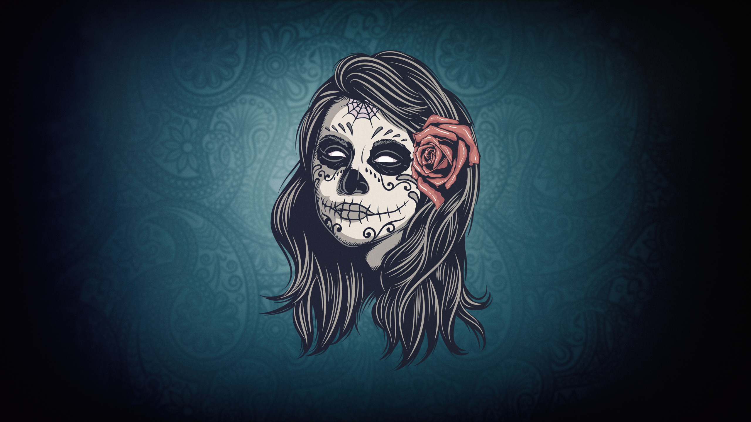 Download wallpaper Girl, Style, Background, Day of the Dead, Day of the ...