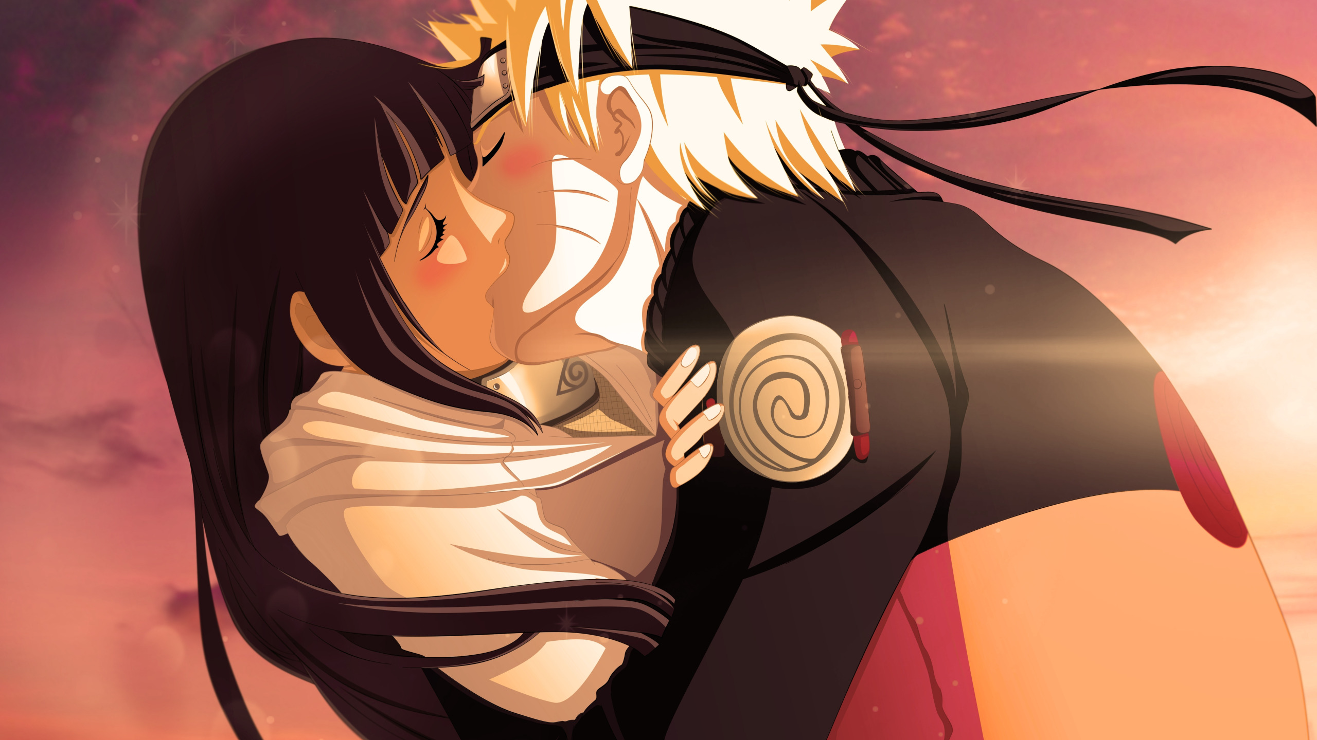 Download wallpaper girl, kiss, anime, art, naruto, guy, naruto, Uzumaki  naruto, section shonen in resolution 2560x1440