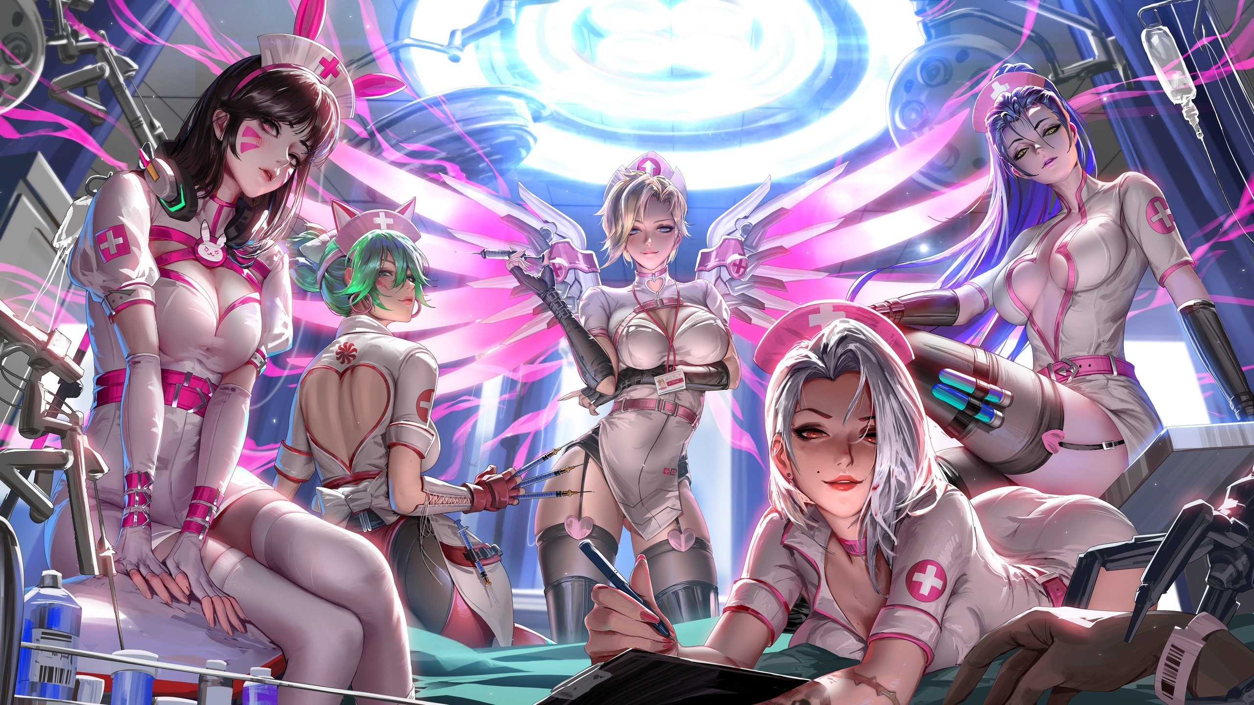 Wallpaper Blizzard, Ashe, Widowmaker, Mercy, D.Va, game art, Overwatch 2,  Kiriko for mobile and desktop, section игры, resolution 2560x1440 - download