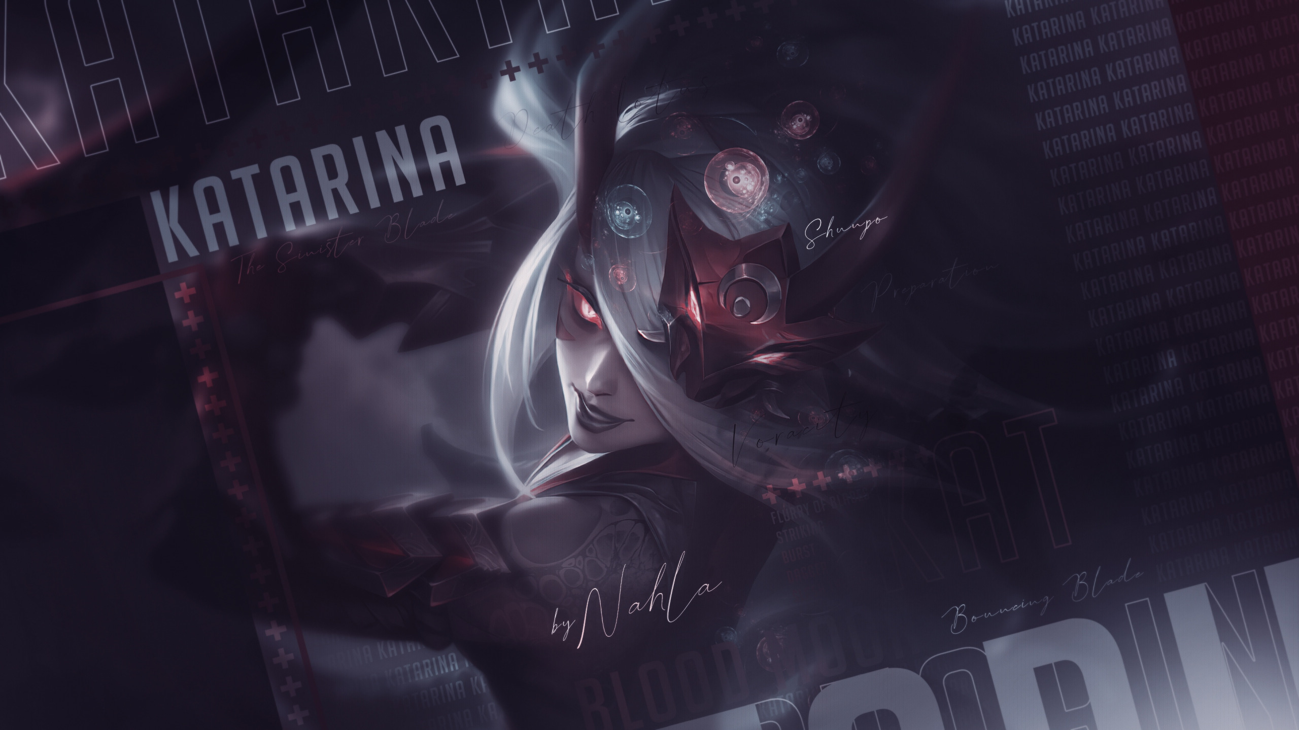 Download wallpaper look, girl, Katarina, League Of Legends, section games  in resolution 2560x1440