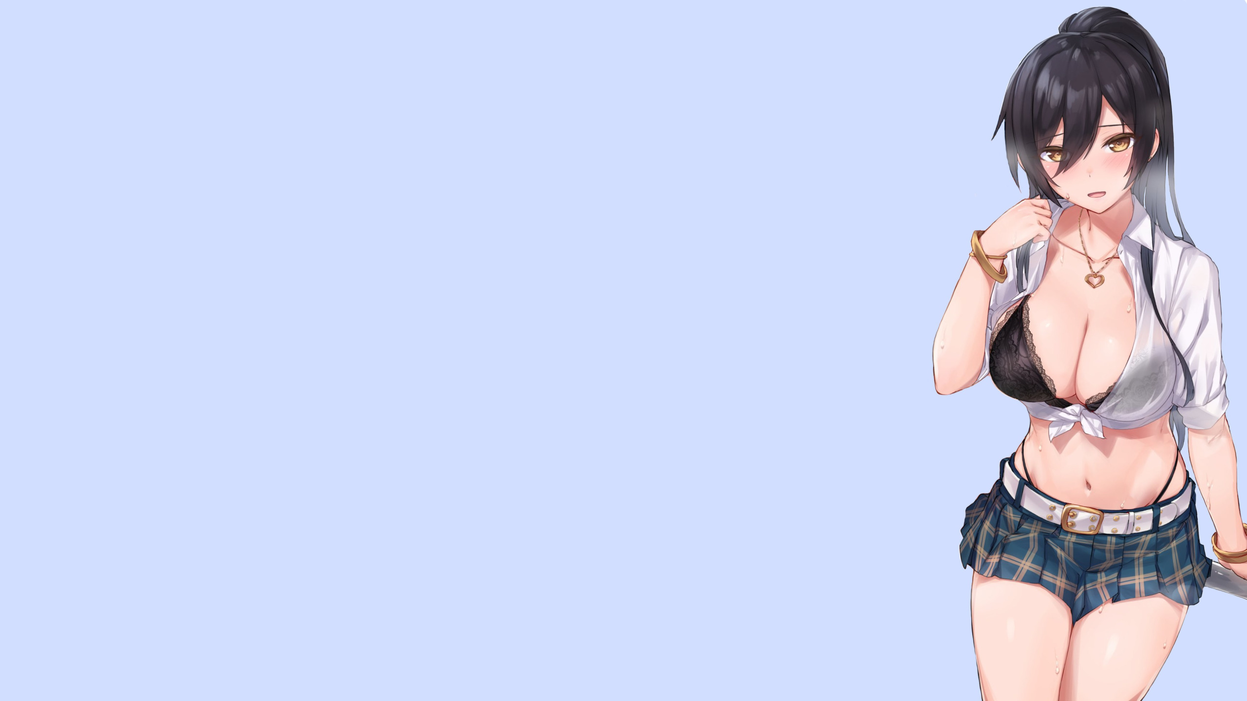 Download wallpaper girl, sexy, bra, Anime, boobs, pretty, breasts, skirt,  section seinen in resolution 2560x1440