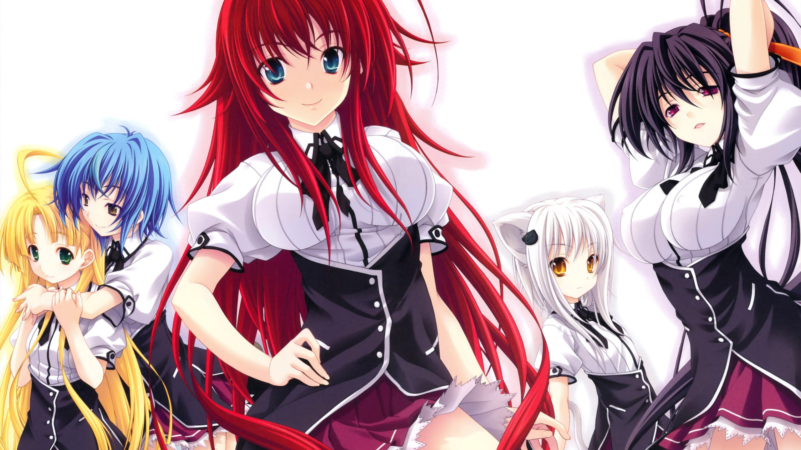 Download wallpaper look, smile, anime, tail, school uniform, ears, anime,  always koneko, section mood in resolution 2560x1440