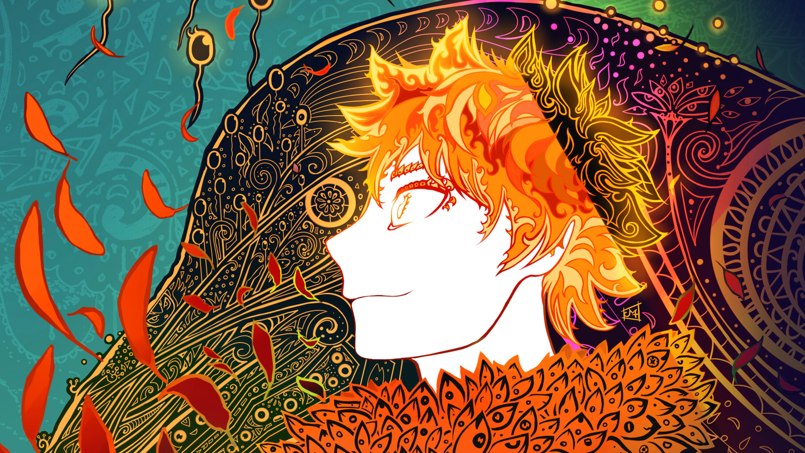 Download wallpaper patterns, anime, guy, volleyball, haikyuu