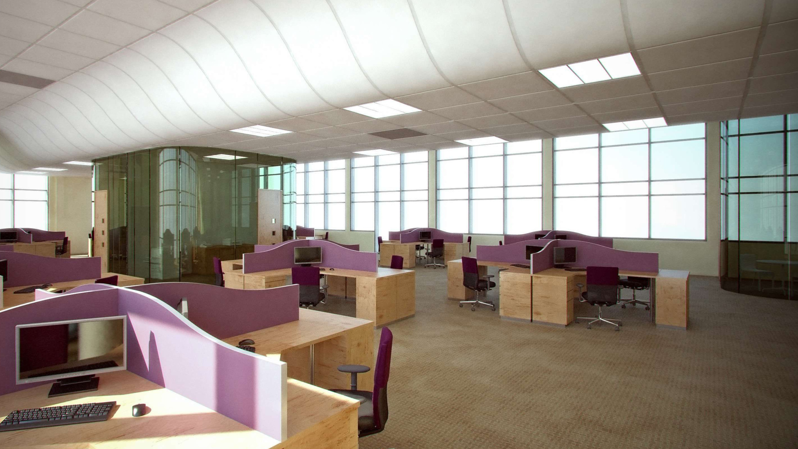 Download wallpaper design, interior, office, workspace, section ...