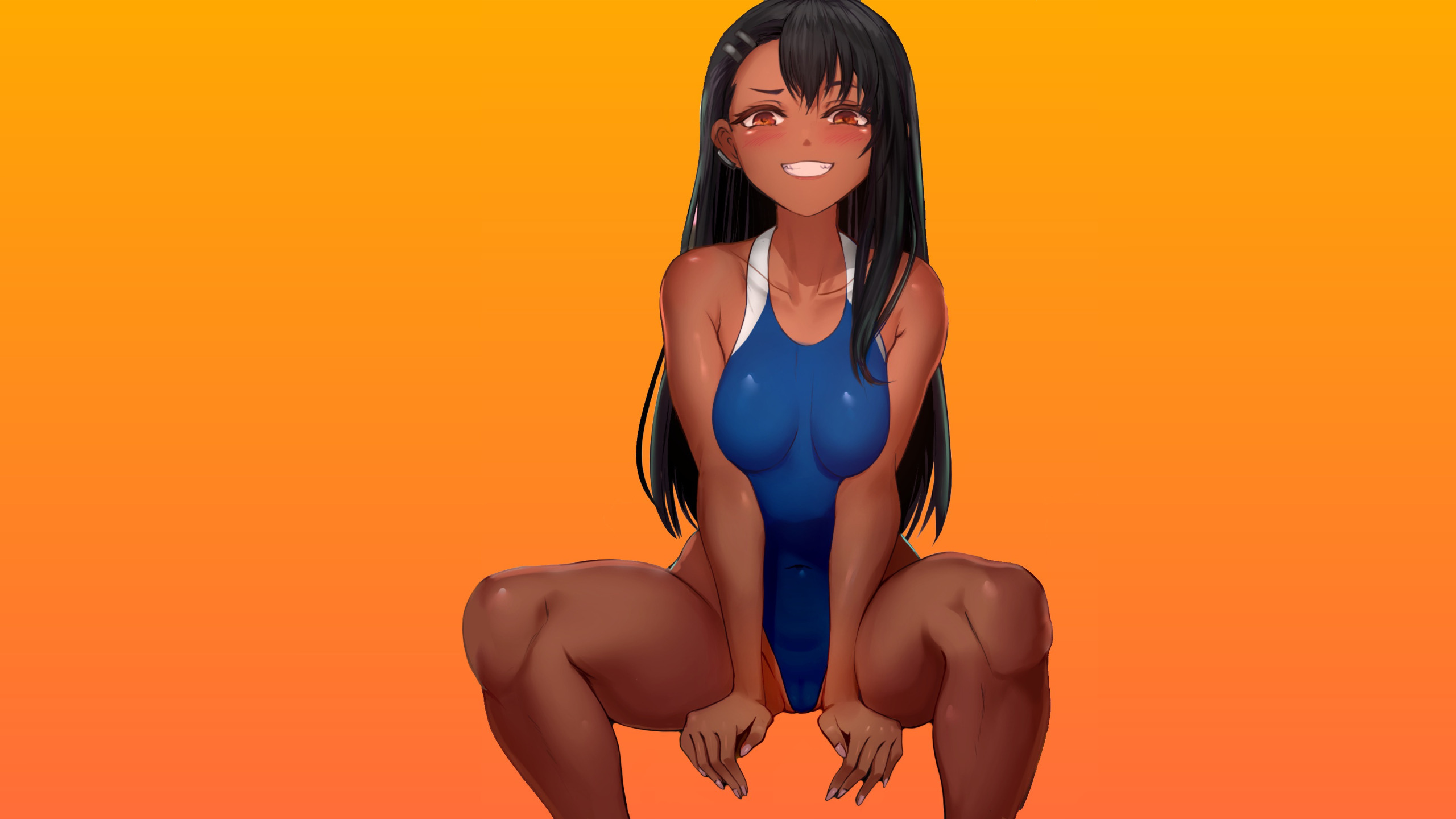 Download wallpaper kawaii, girl, Swimsuit, boobs, anime, evil, breasts, Cute,  section seinen in resolution 2560x1440