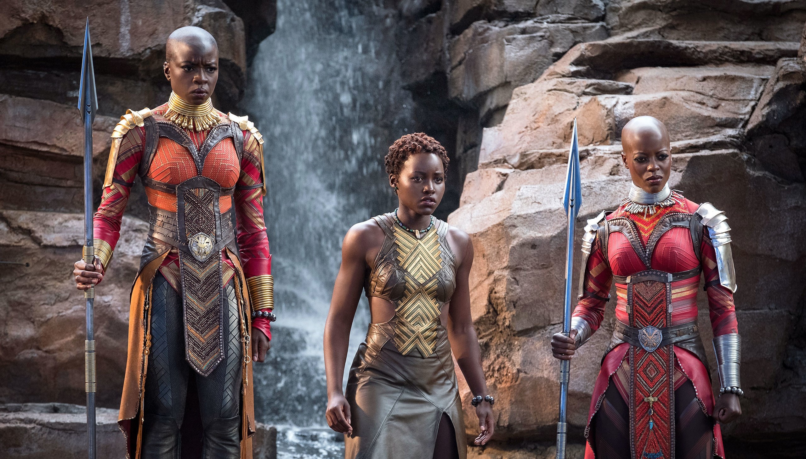 Wallpaper cinema, weapon, woman, movie, film, warrior, spear, Black Panther for mobile and desktop, section фильмы, resolution 2560x1459 - download