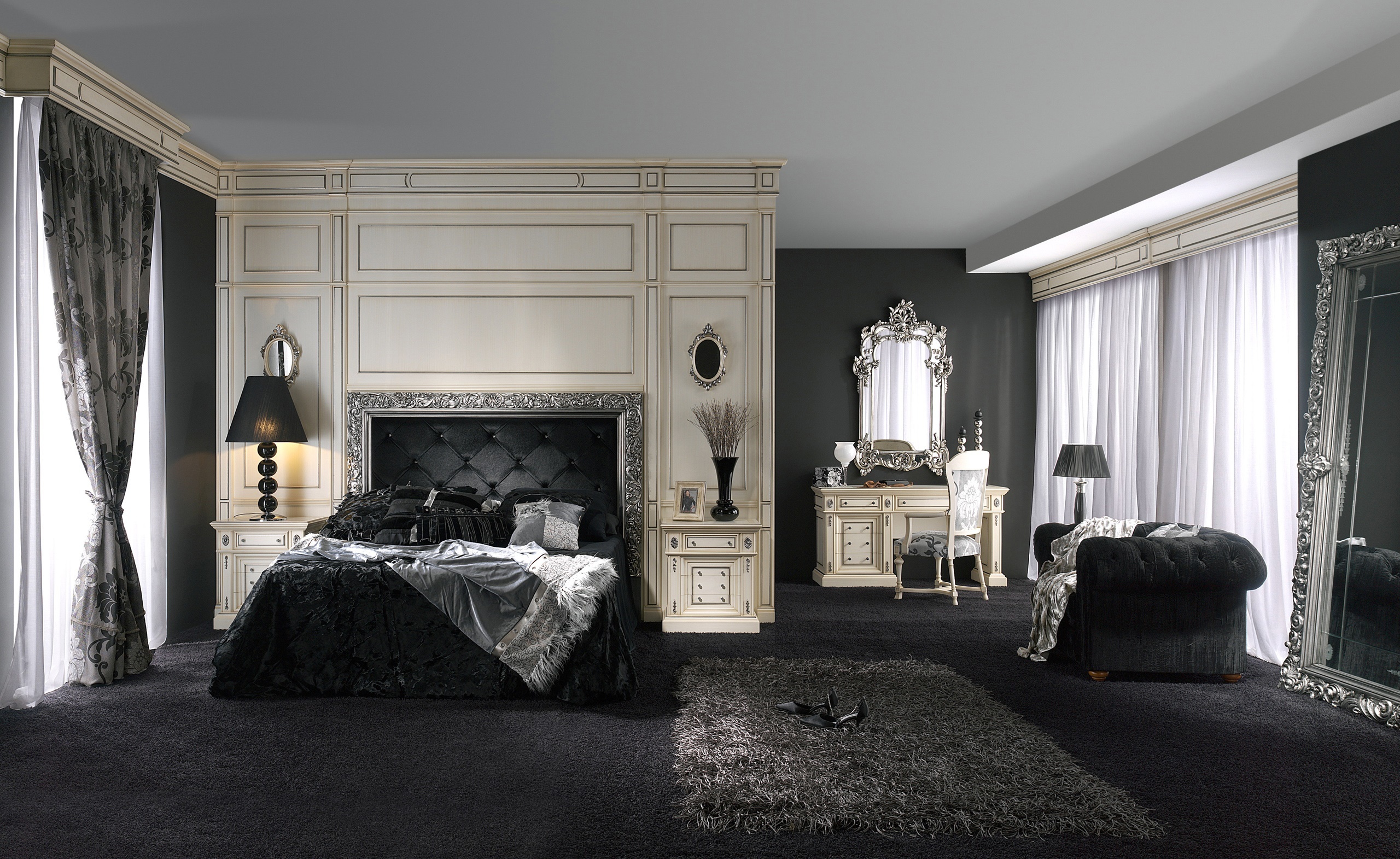 Классический комната мебель. Спальный гарнитур Версаче Италия. Спальня в стиле Ампир Барокко темная. Спальный гарнитур Версаче черный. Темная спальня Ампир.
