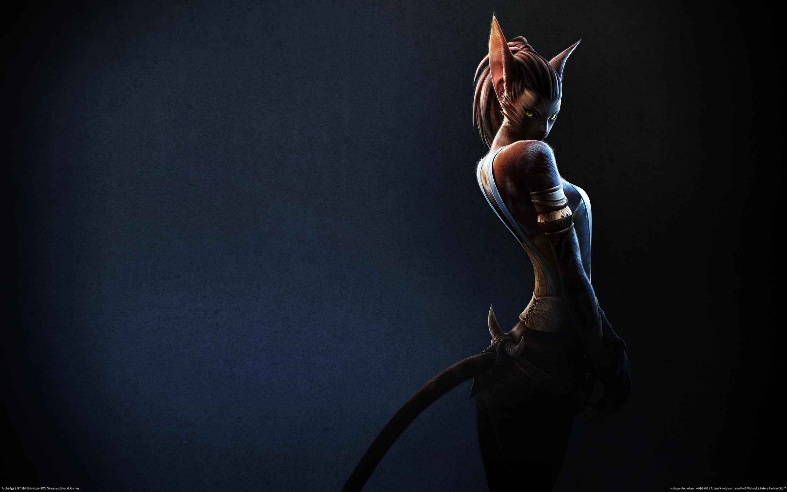 Wallpaper cat, girl, ArcheAge Online, ferry, ferre for mobile and desktop,  section игры, resolution 2560x1600 - download