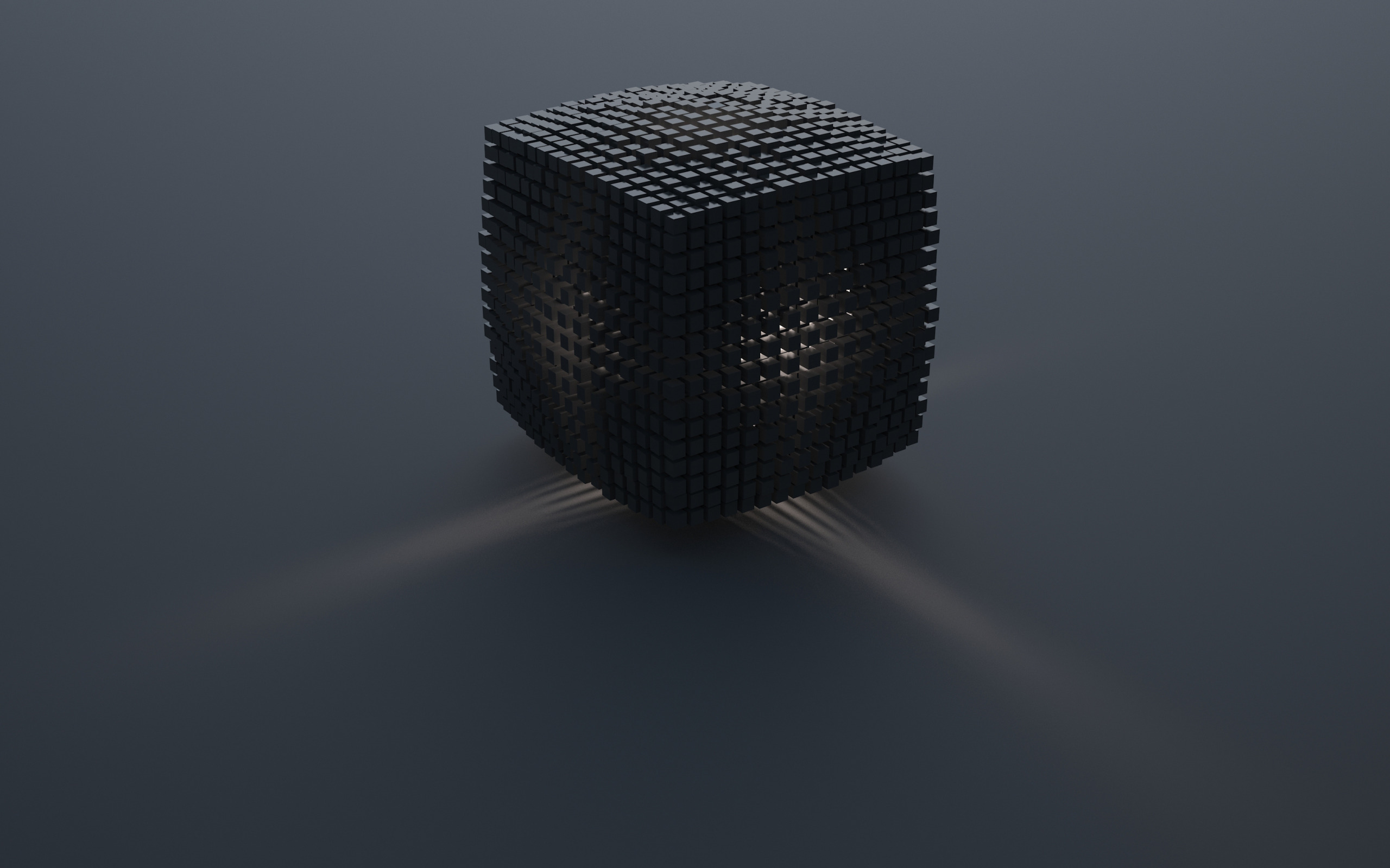 Art cube. Черный куб. Трехмерный рабочий стол. 3д куб. Минимализм.