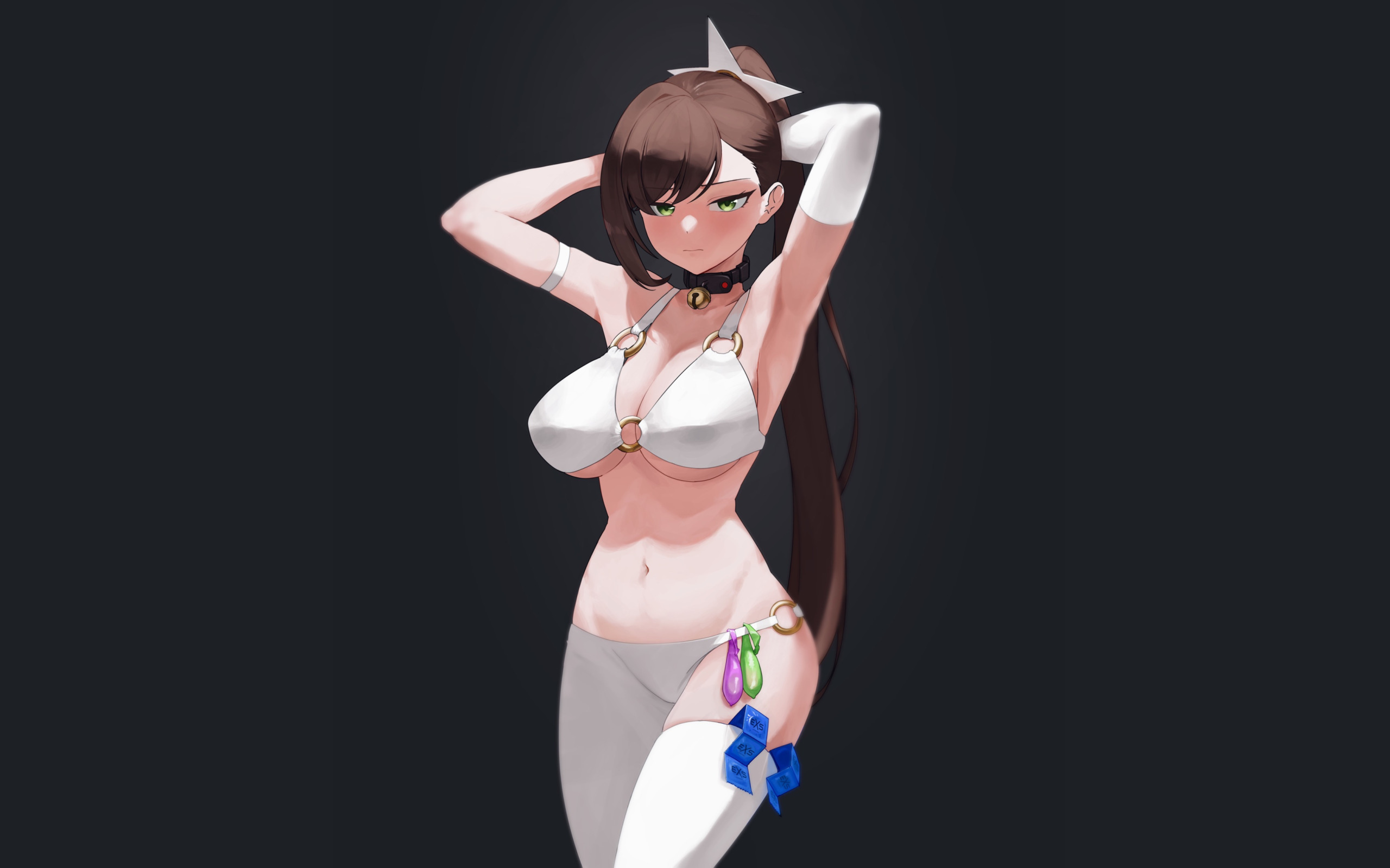 Download wallpaper dark, girl, hot, sexy, black, boobs, anime, babe,  section shonen in resolution 2560x1600