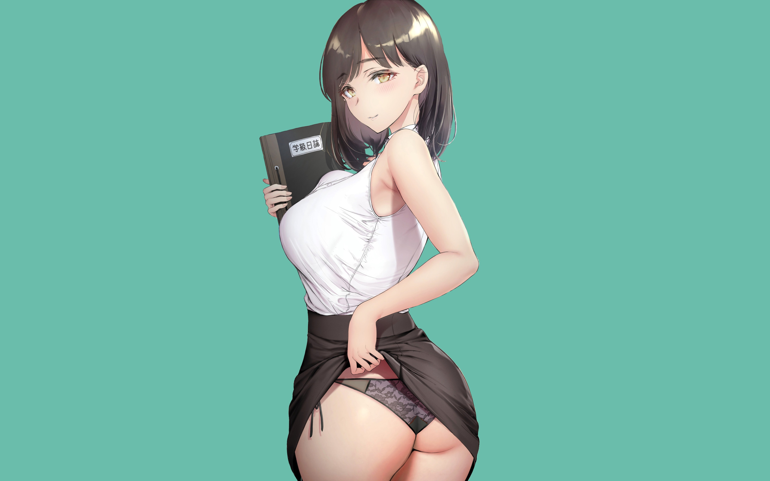 Download wallpaper girl, sexy, ass, panties, boobs, woman, anime, short  hair, section seinen in resolution 2560x1600