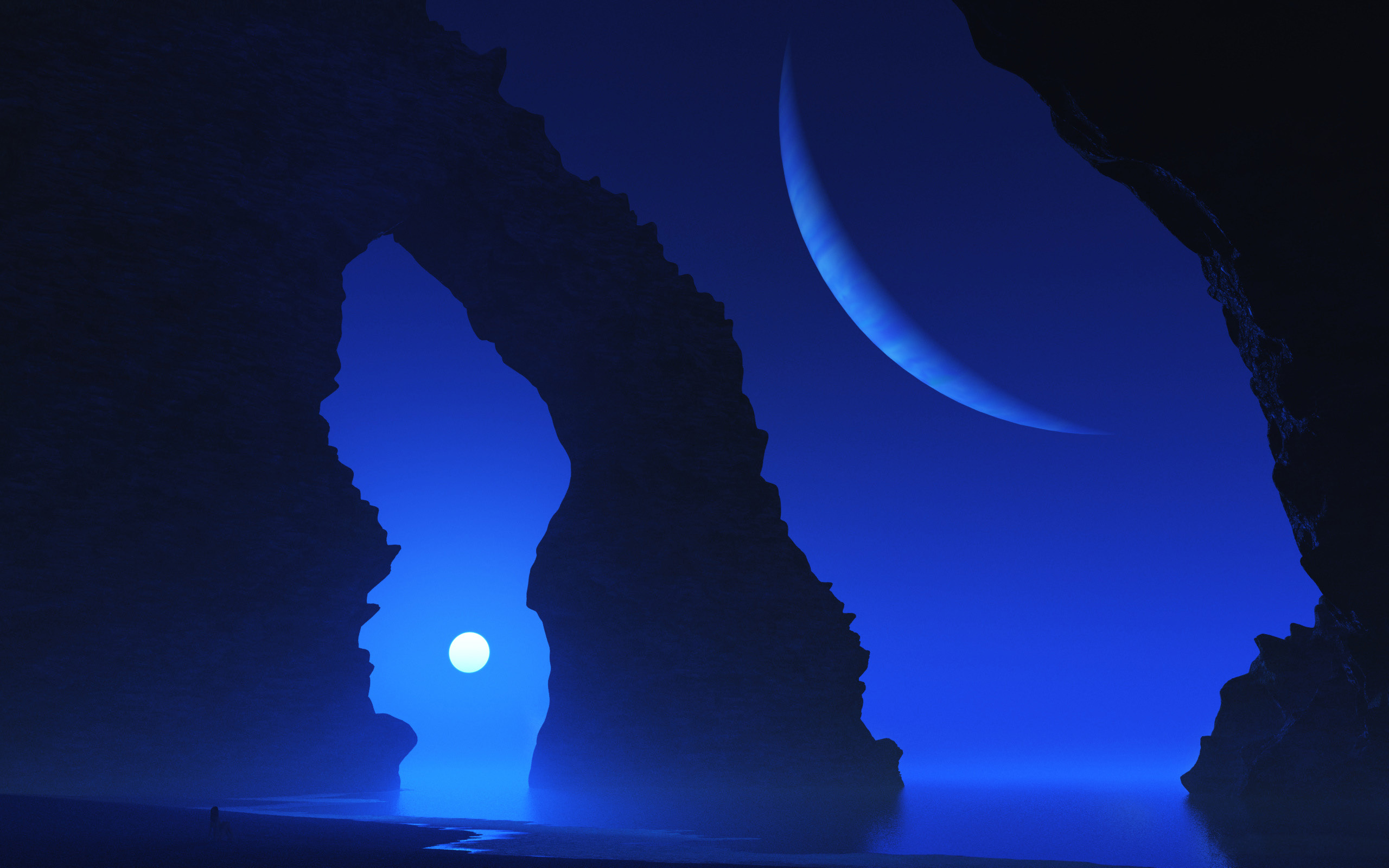 Fine wallpapers. Море Луна пещера. Айсберг в море ночью. Скалы ночью рисунок. Арка ночное небо.