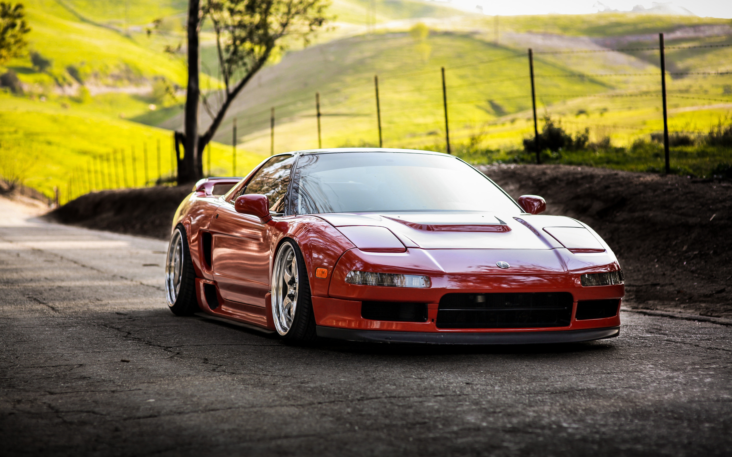 Download wallpaper Red, Honda, Road, Acura, NSX, Trees, Honda NSX ...