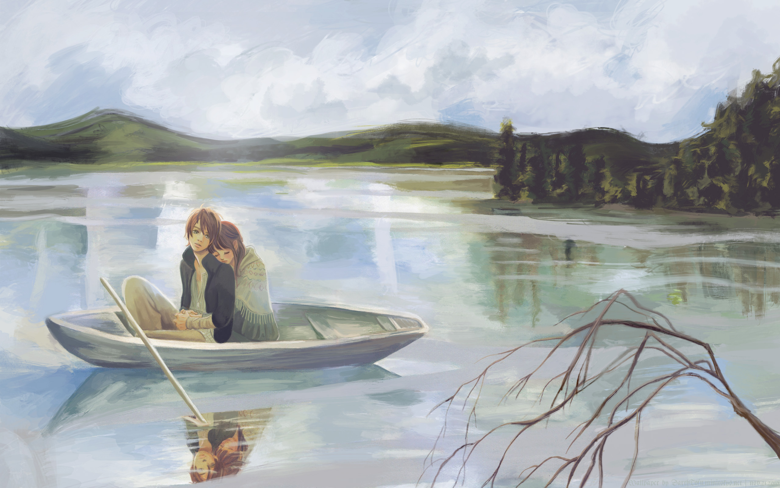 Человек переплывает реку. Двое в лодке картина. Человек в лодке арт. Влюбленные в лодке живопись. Девушка в лодке.