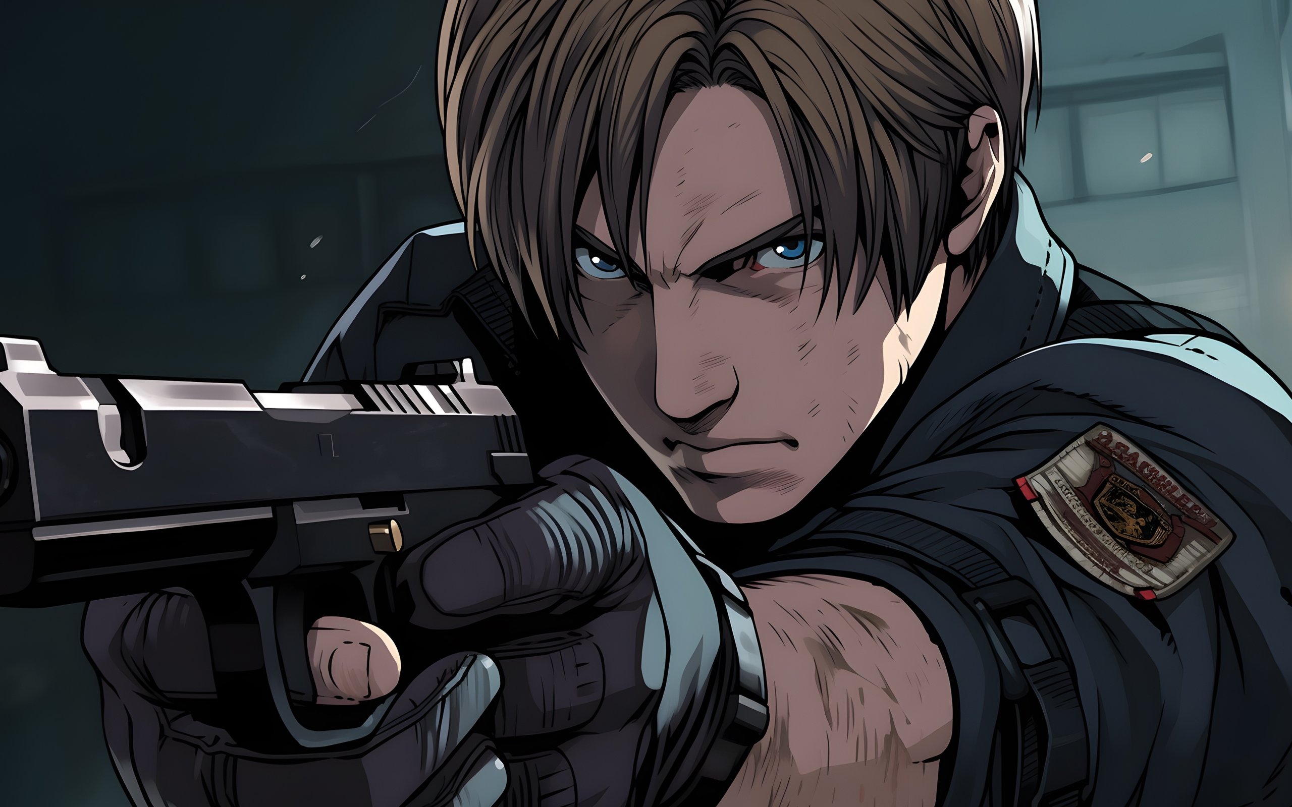 Download wallpaper gun, pistol, logo, resident evil, biohazard, police ...