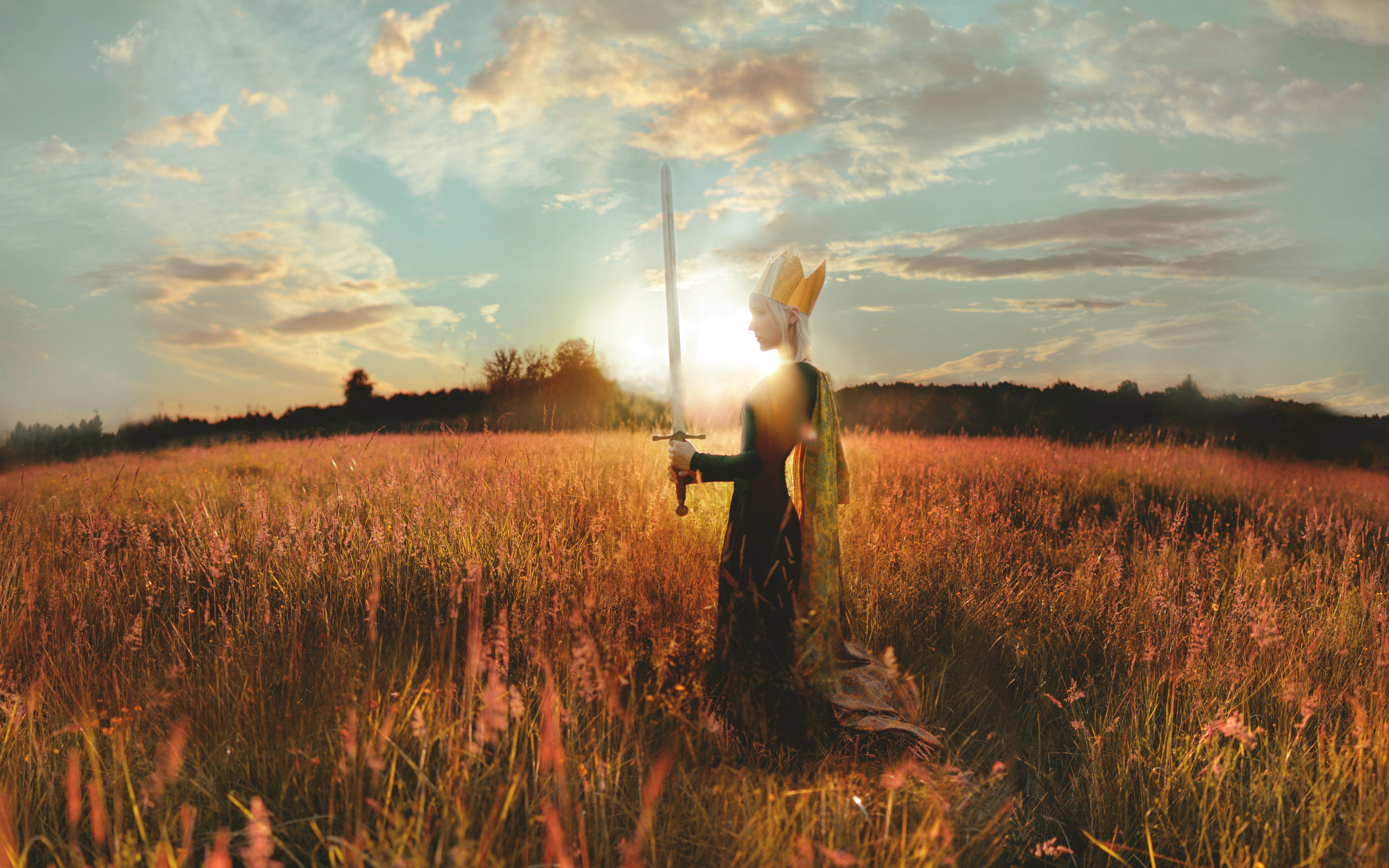 GoodFon.com - Free Wallpapers, download. field, girl, style, sword, fantasy...