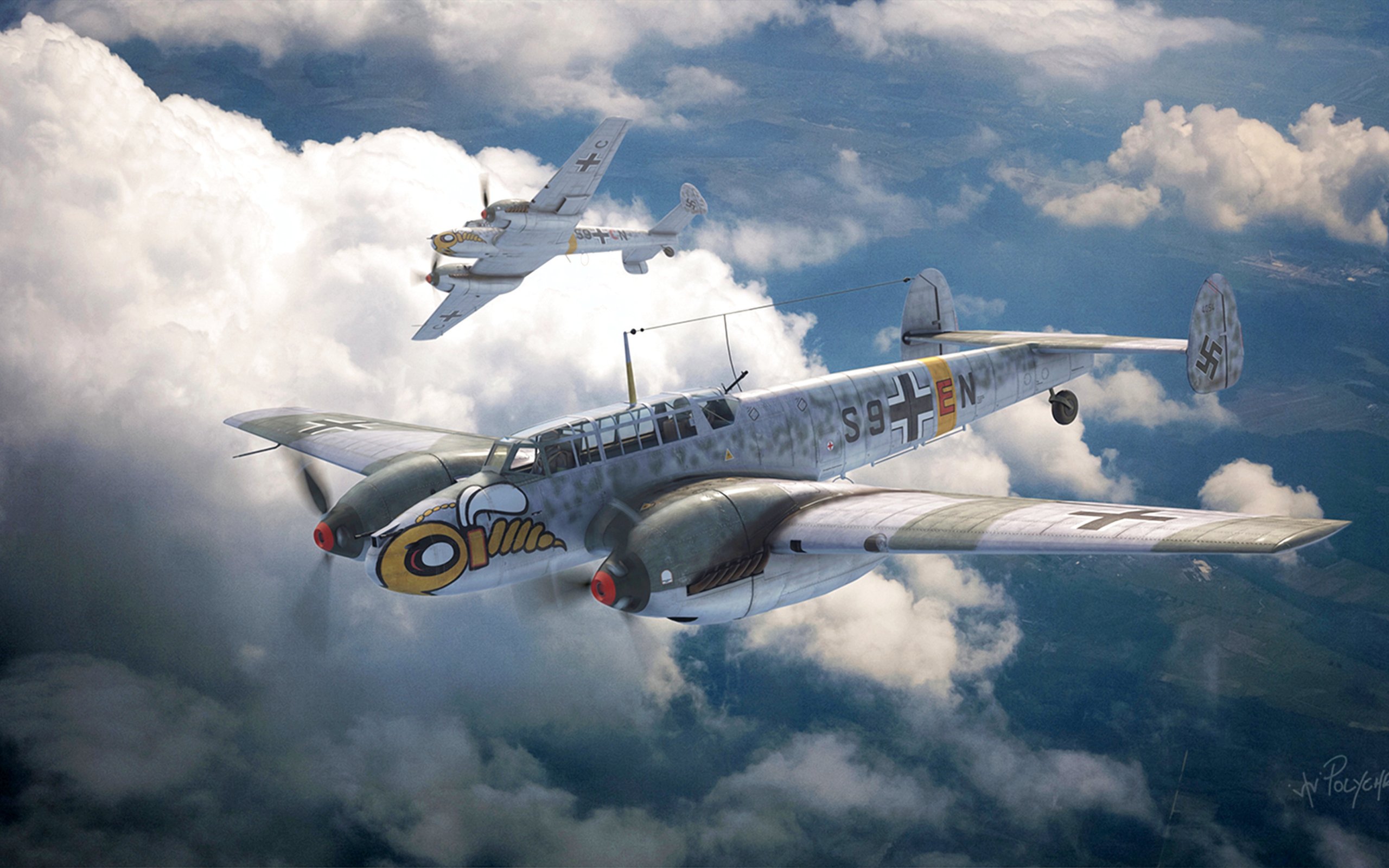 Download wallpaper Germany, Messerschmitt, Bf-110, Air force, combat ...