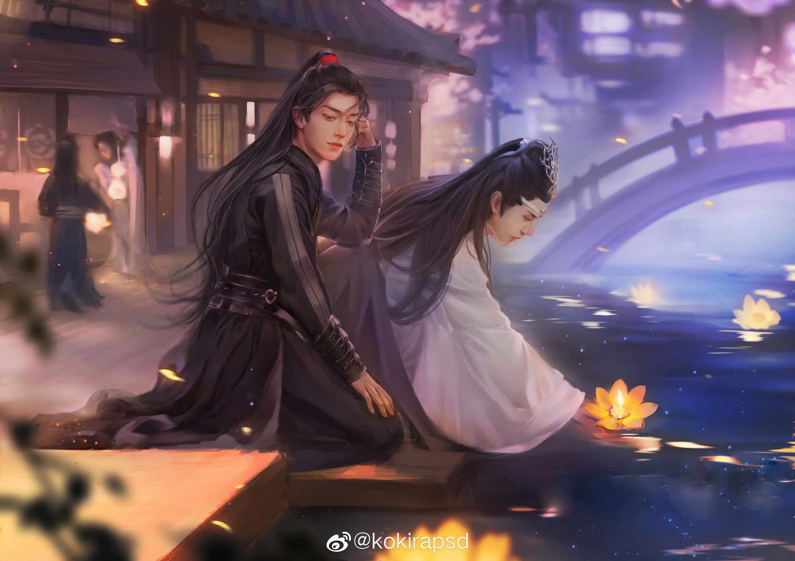 Download wallpaper lake, China, art, Lotus, the series, guys, Mo Dao Zu  Shi, Master evil cult, section films in resolution 2560x1809