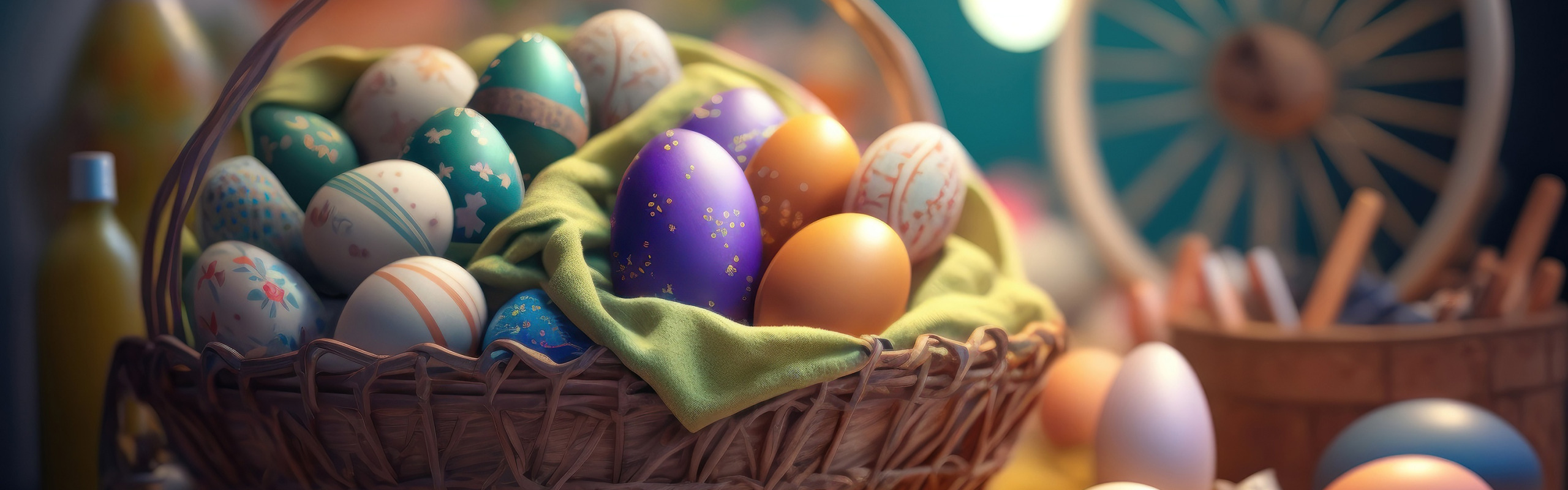background, basket, eggs, colorful, Easter, happy, background, Easter