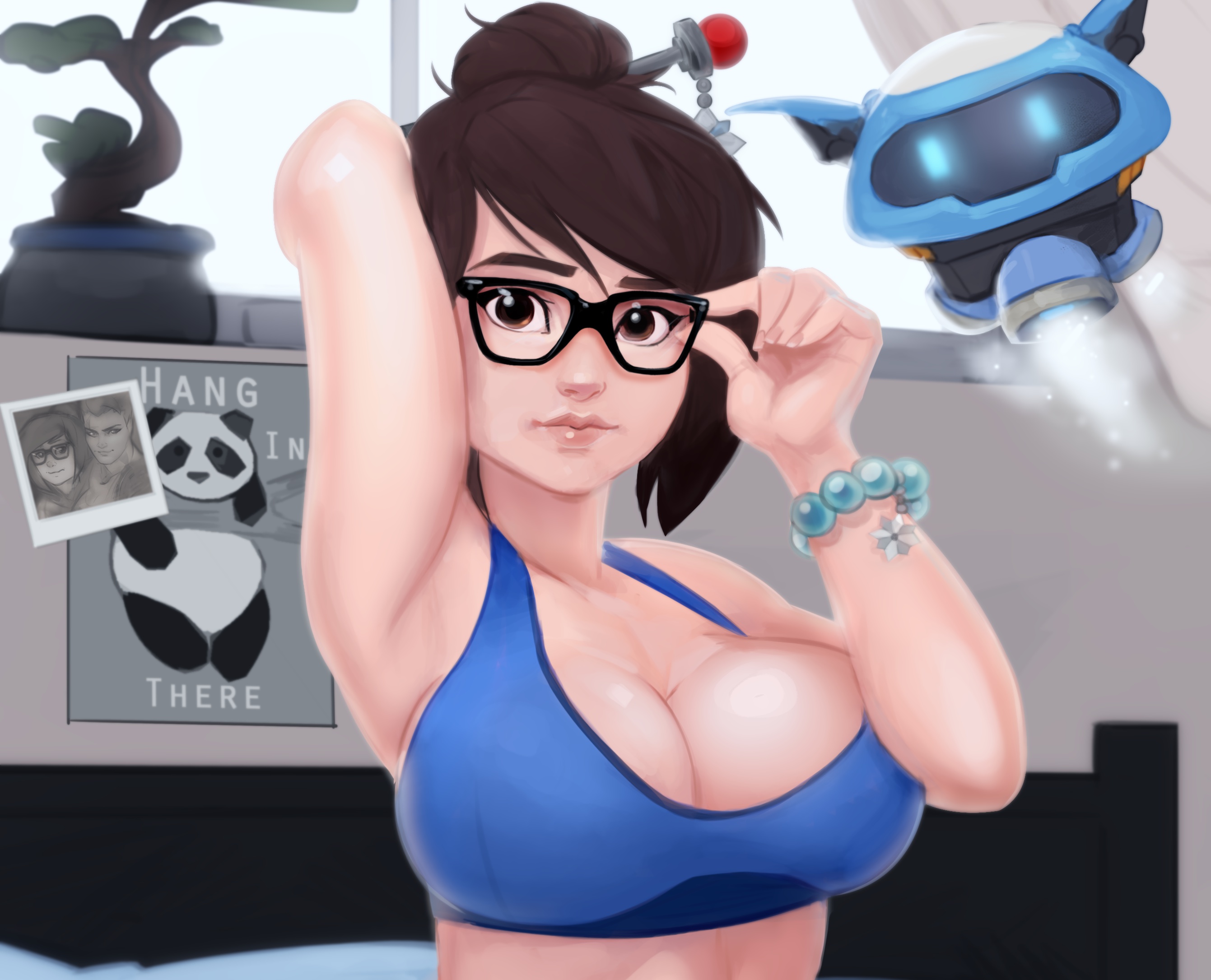 Wallpaper chest, girl, robot, Tits, glasses, art, drone, mei for mobile and  desktop, section игры, resolution 2682x2171 - download