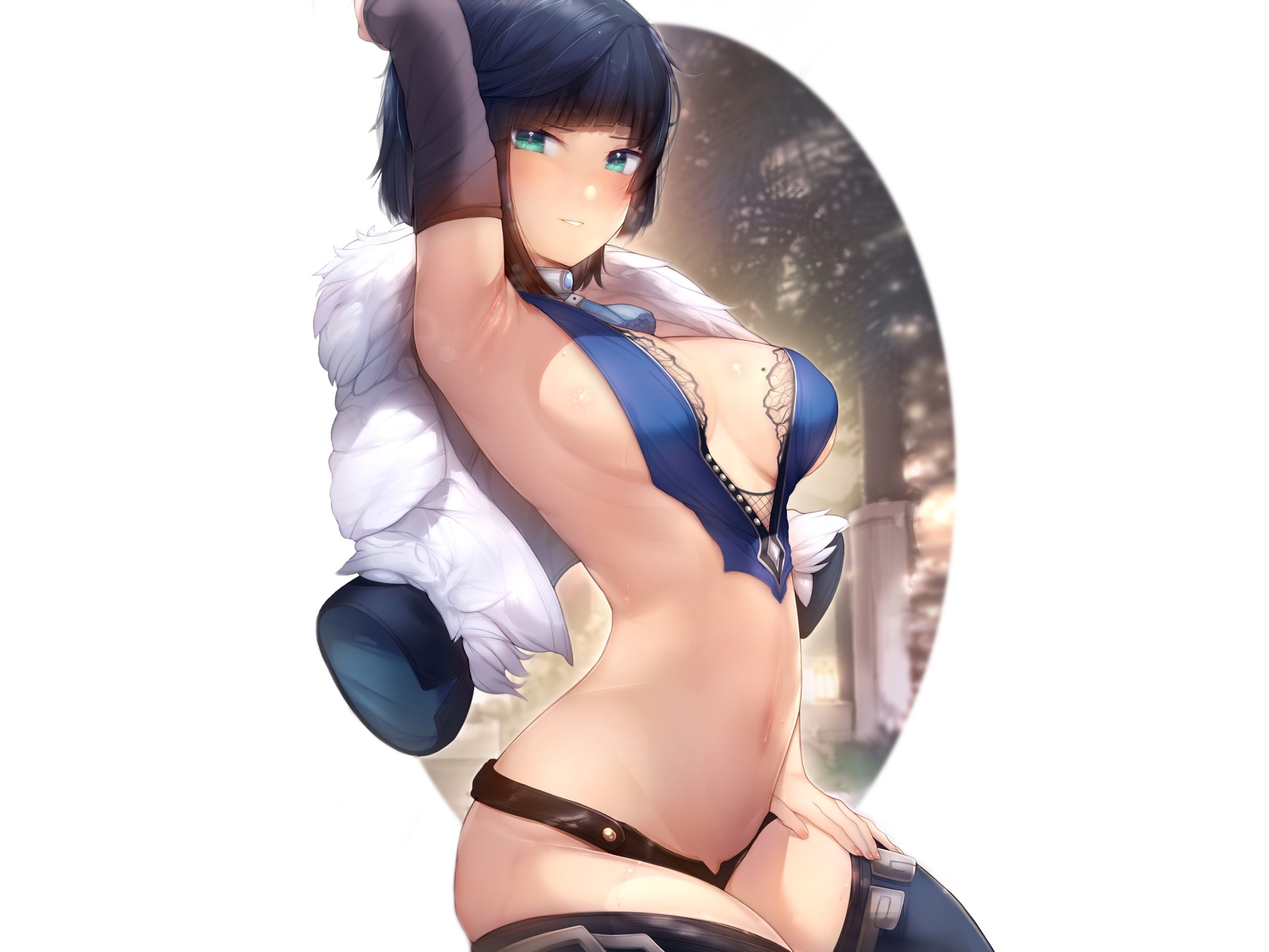 Download wallpaper girl, sexy, anime, pretty, babe, armpit, super sexy, almost  naked, section seinen in resolution 2732x2048