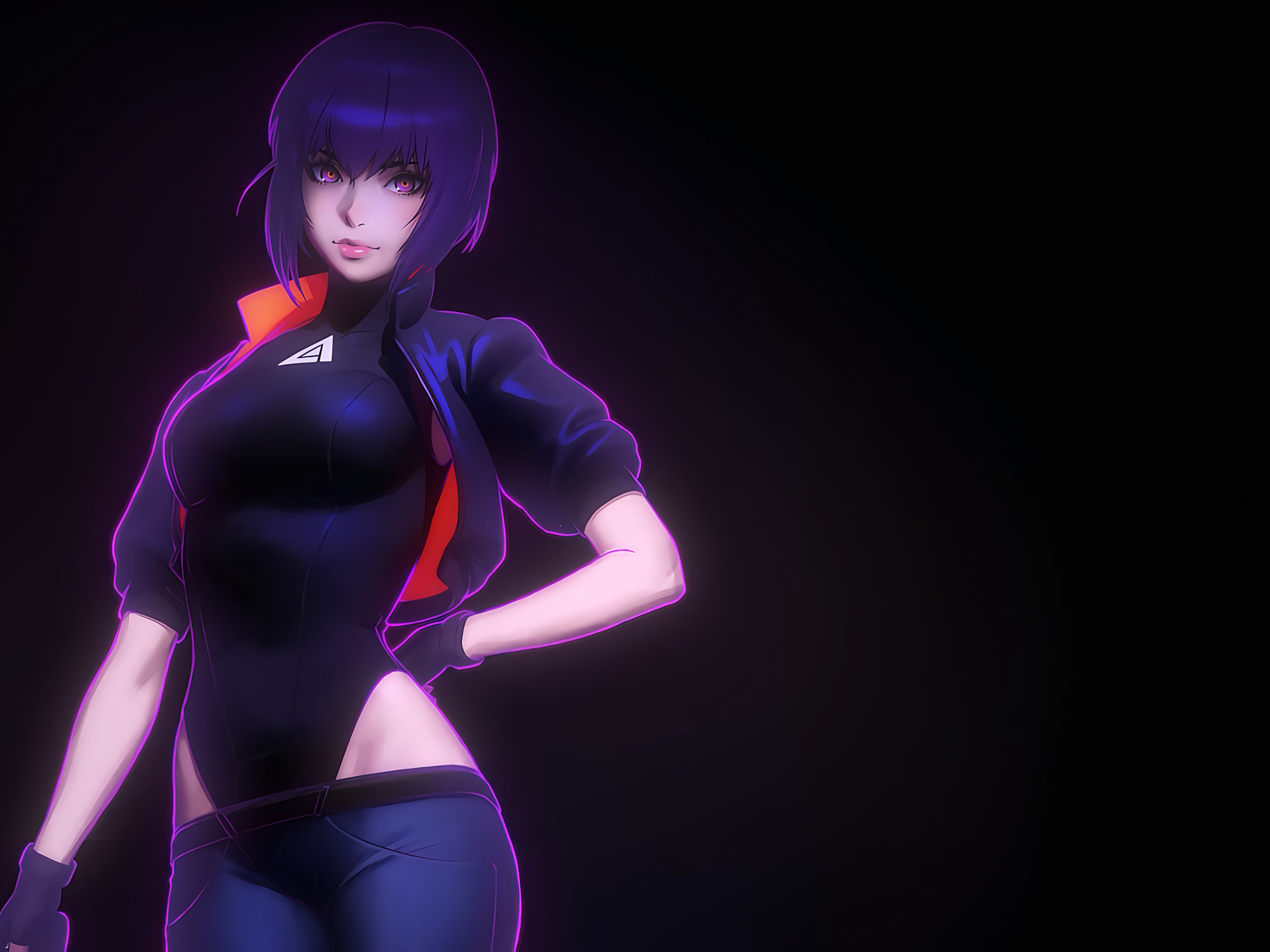 Download wallpaper ghost in the shell, anime, kusanagi automotive, anime  girls, purple hair, major motoko kusanagi, section other in resolution  2732x2048