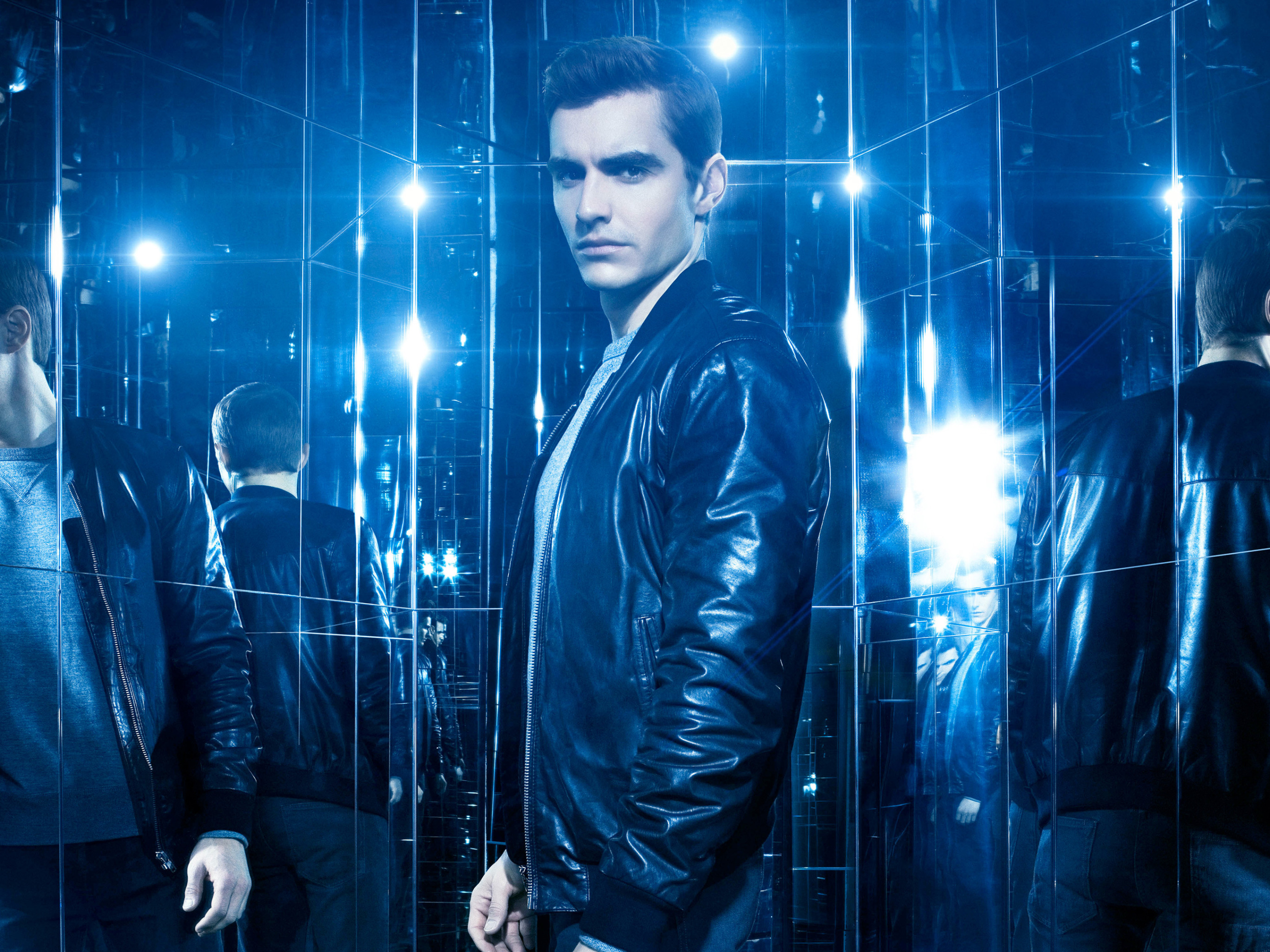 reflection, blue, jacket, mirror, poster, Dave Franco, Dave Franco, Now You...