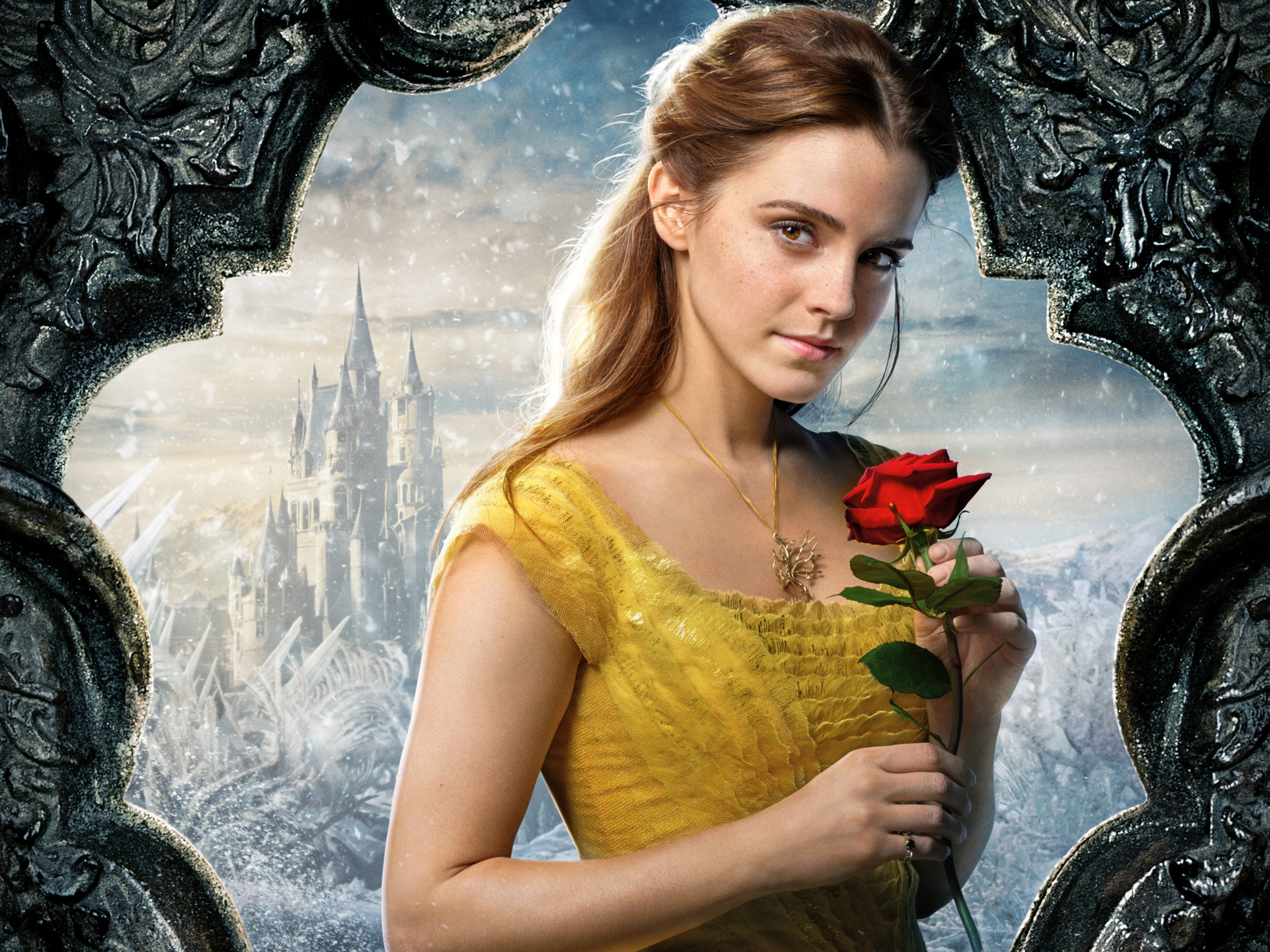 Download wallpaper cinema, girl, love, rose, Disney, Emma Watson, flower,  movie, section films in resolution 2732x2048