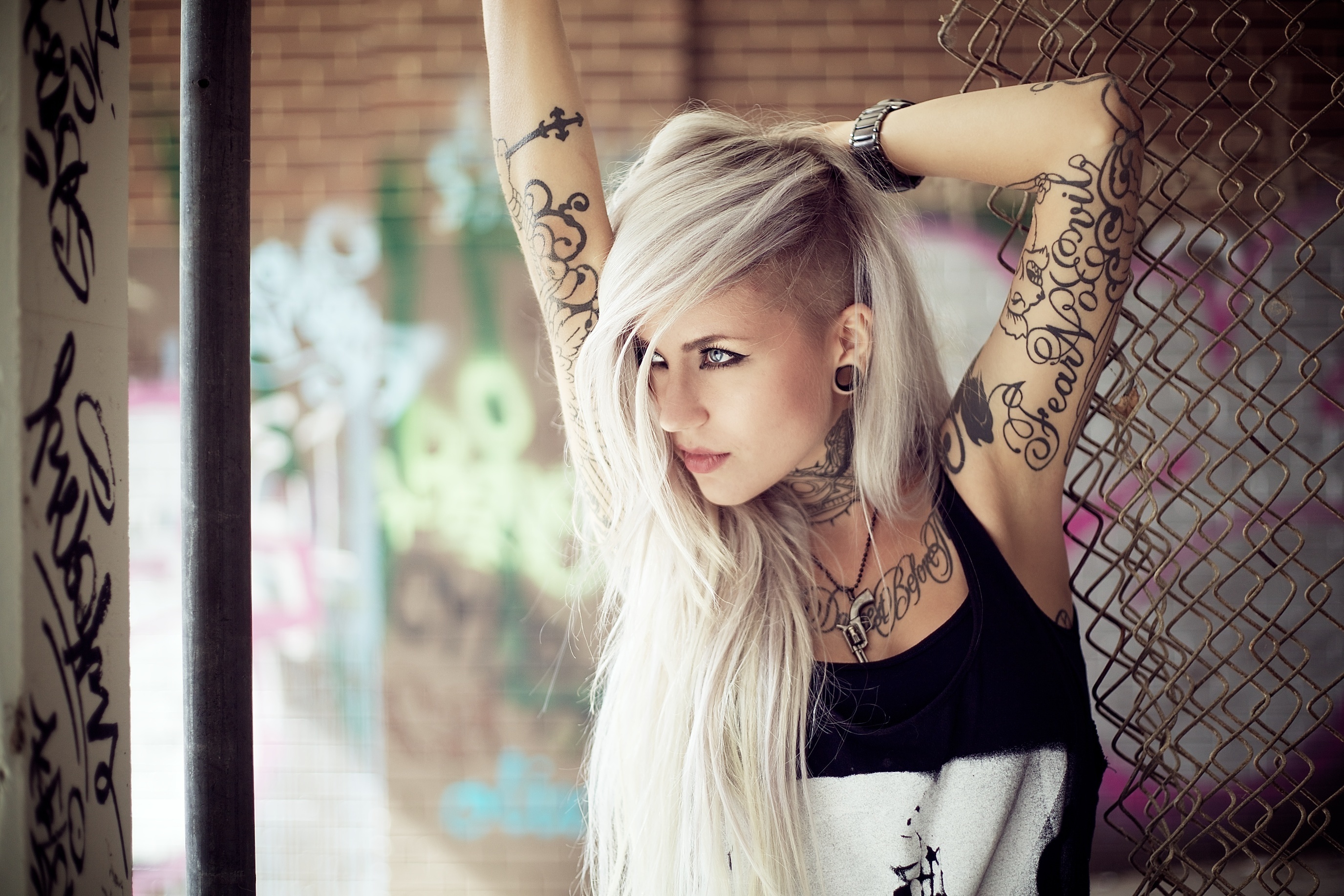 Wallpaper tattoo, blonde, tattoo, Sara Fabel for mobile and desktop,  section девушки, resolution 2751x1834 - download