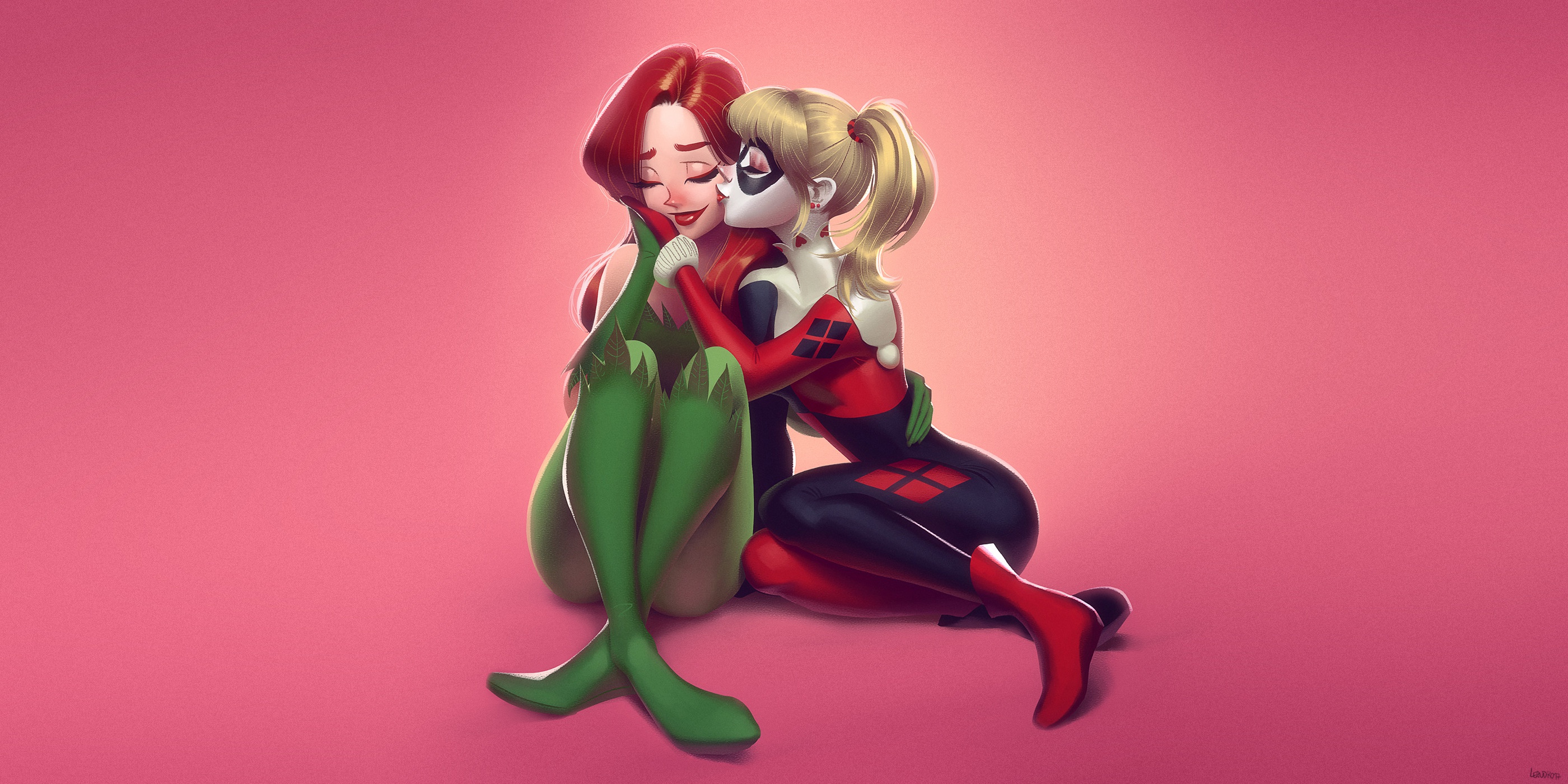 Wallpaper Figure, Kiss, Art, Harley Quinn, DC Comics, Harley Quinn, Poison  Ivy, Poison Ivy for mobile and desktop, section арт, resolution 2800x1400 -  download