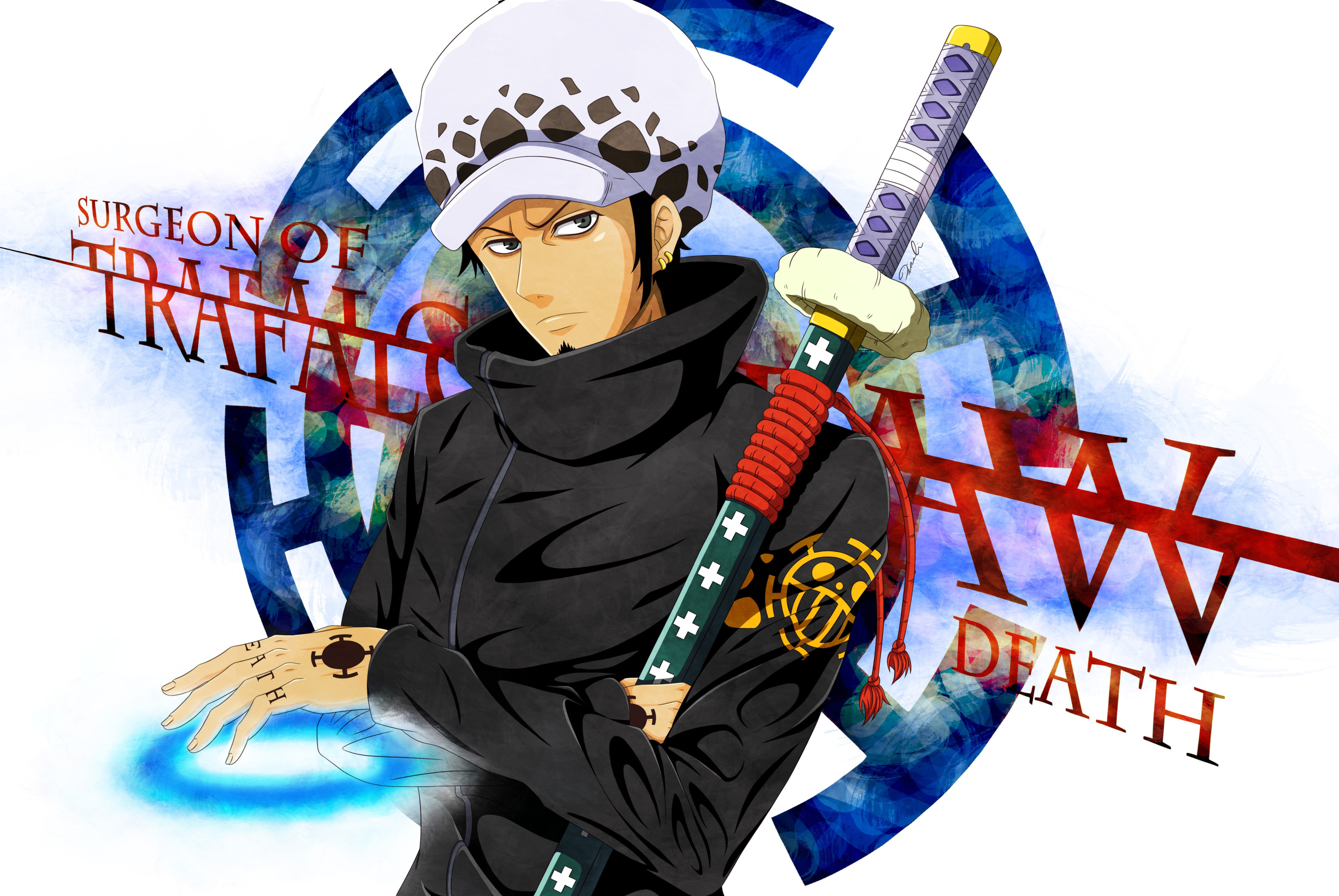 Download wallpaper sword, game, One Piece, blue, anime, ken, blade,  captain, section shonen in resolution 2872x1922