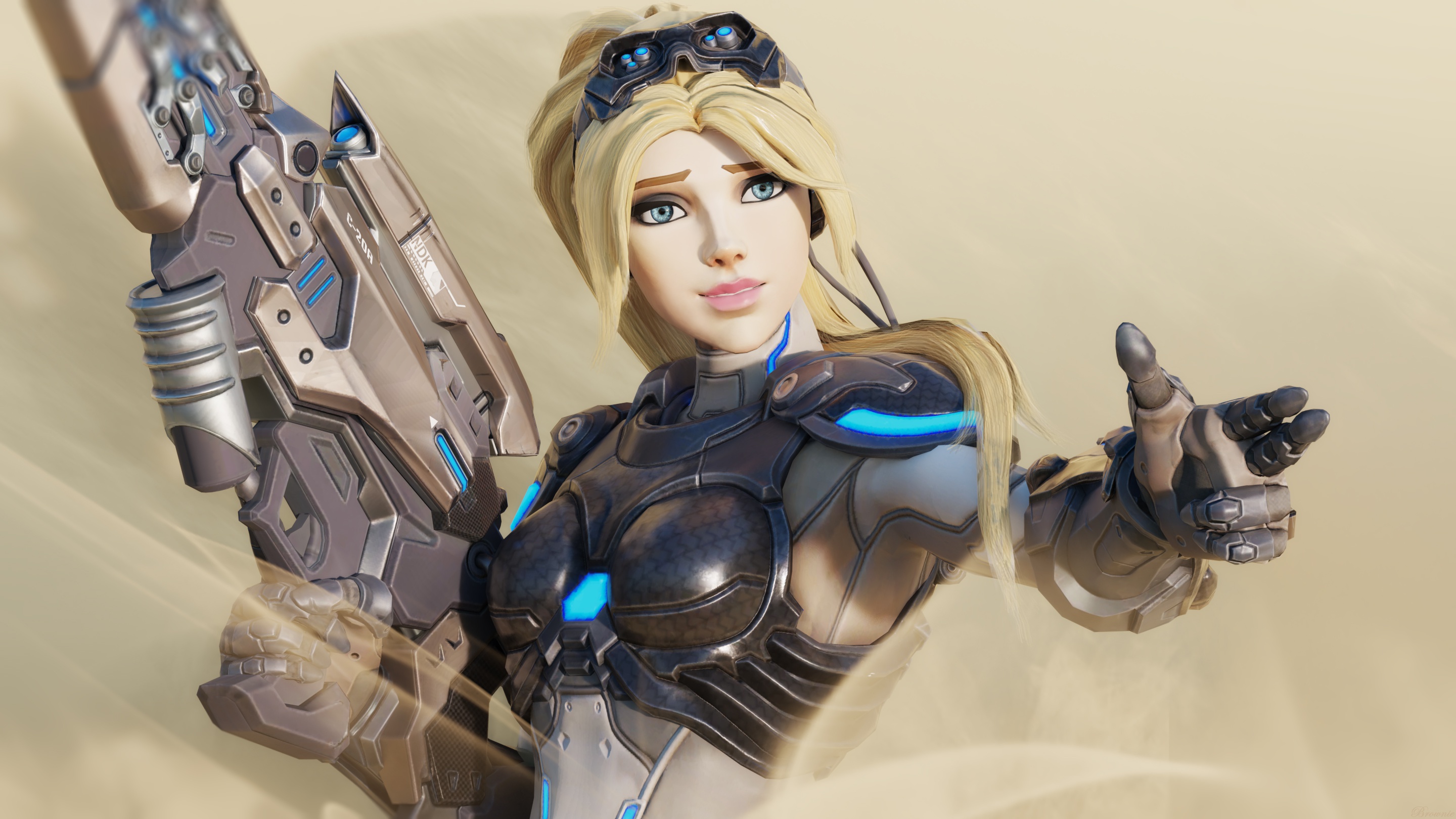 Download wallpaper girl, soldiers, blonde, starcraft, the gun, terra nova,  section games in resolution 2880x1620