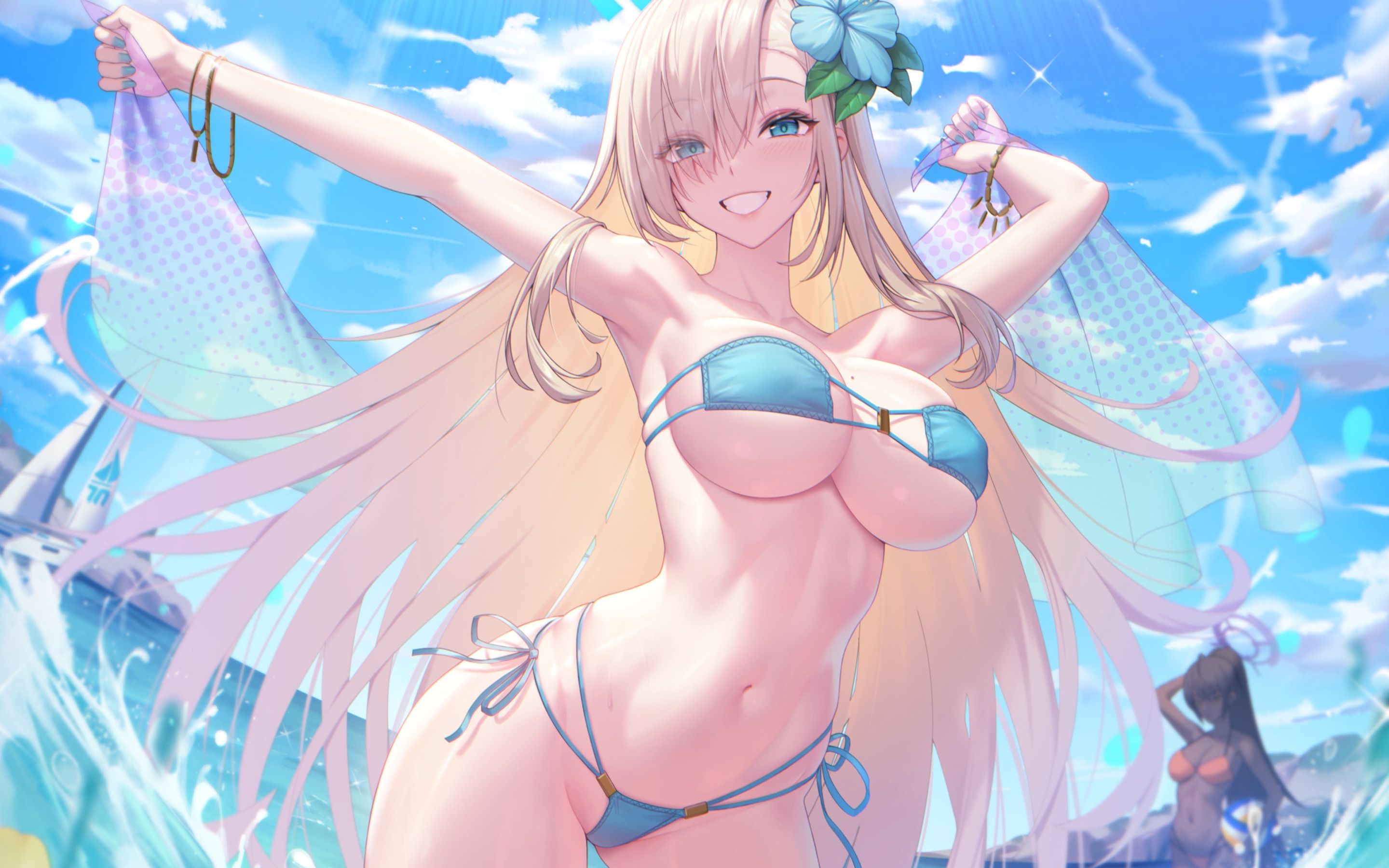 Download wallpaper hot, sexy, boobs, anime, breasts, babe, bikini, oppai,  section shonen in resolution 2880x1800