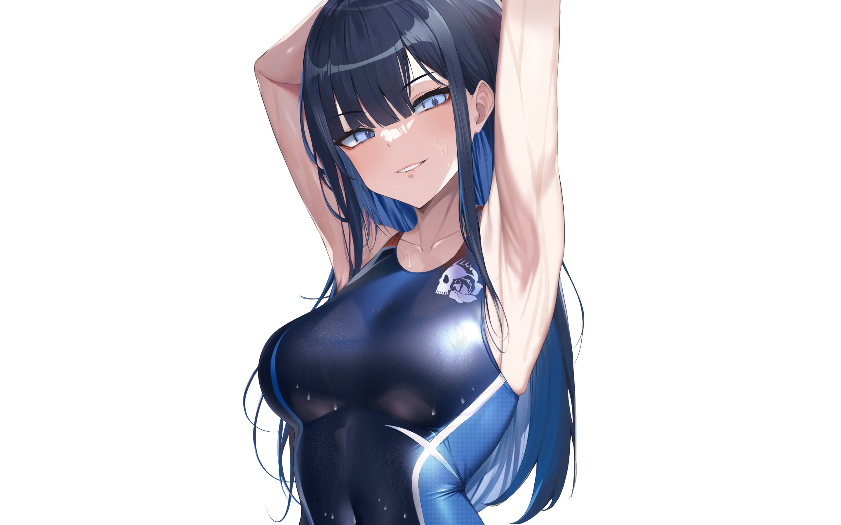 Download wallpaper girl, hot, sexy, wet, hot girl, smile, anime, water,  section seinen in resolution 2880x1800