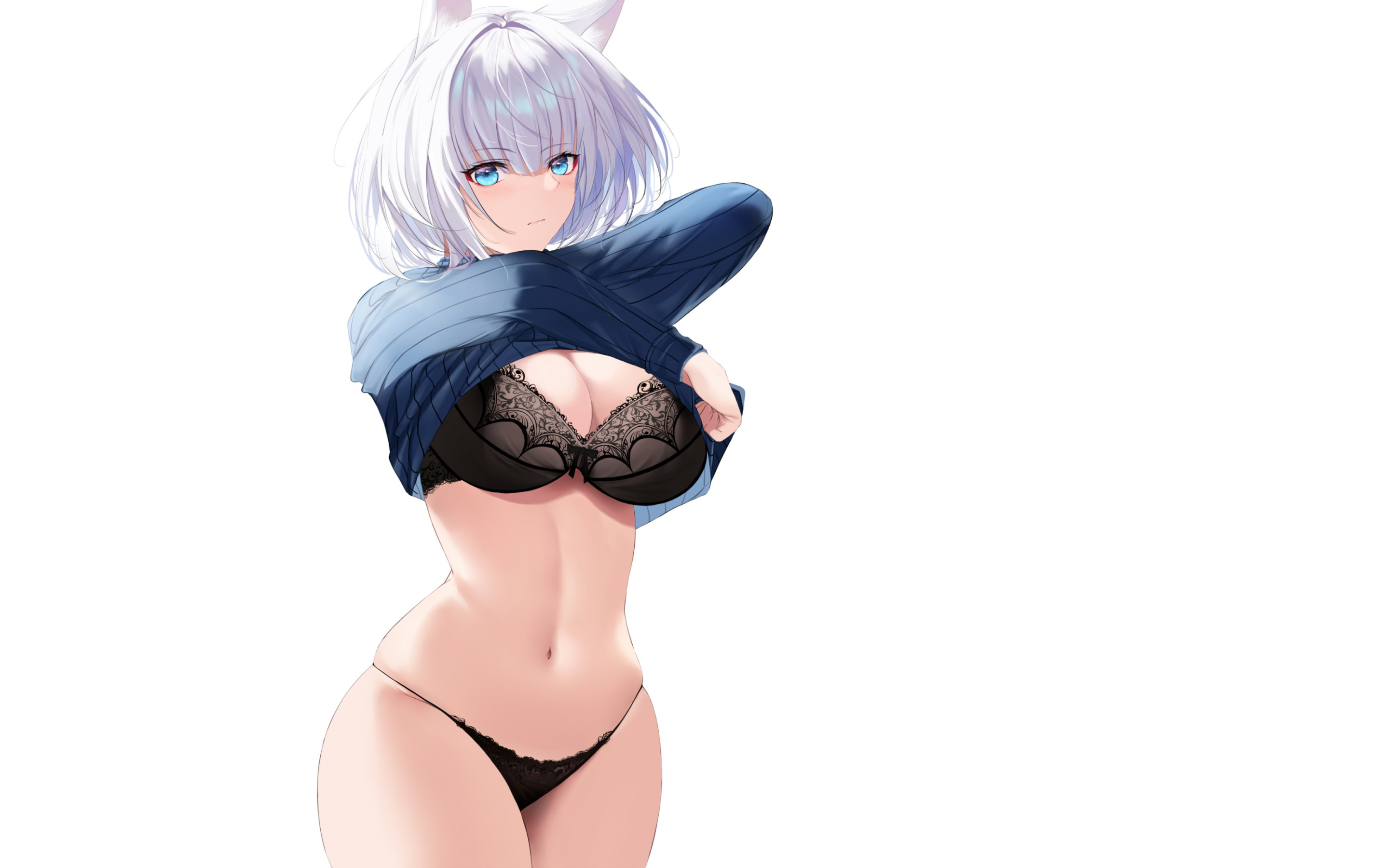 Download wallpaper girl, sexy, Anime, panties, Bra, undressing, Underwear,  section seinen in resolution 2880x1800