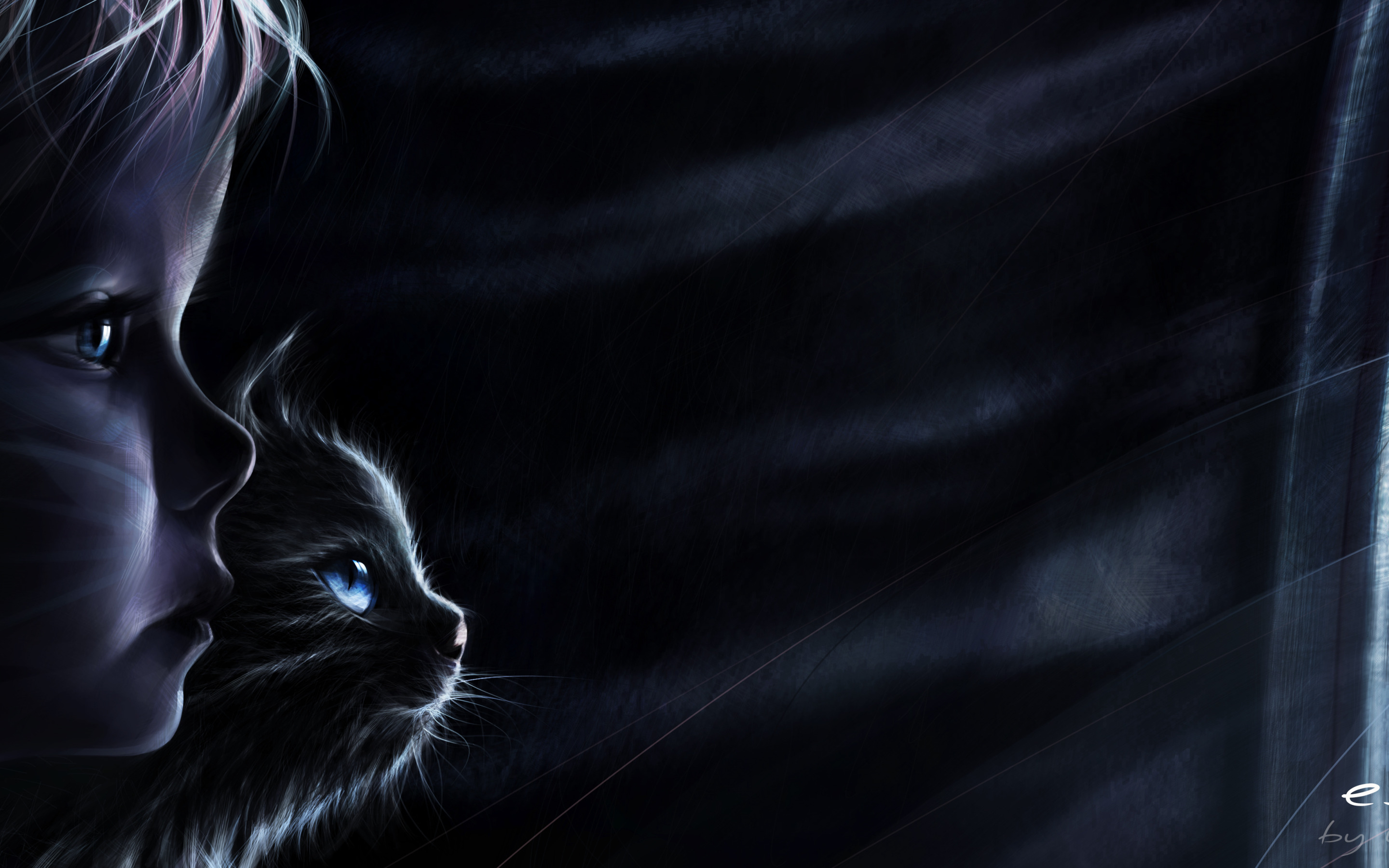 Nightcat 1. Кот в темноте арт. Окно фэнтези. Рабочий стол темный с котом. Черный кот ночью обои.