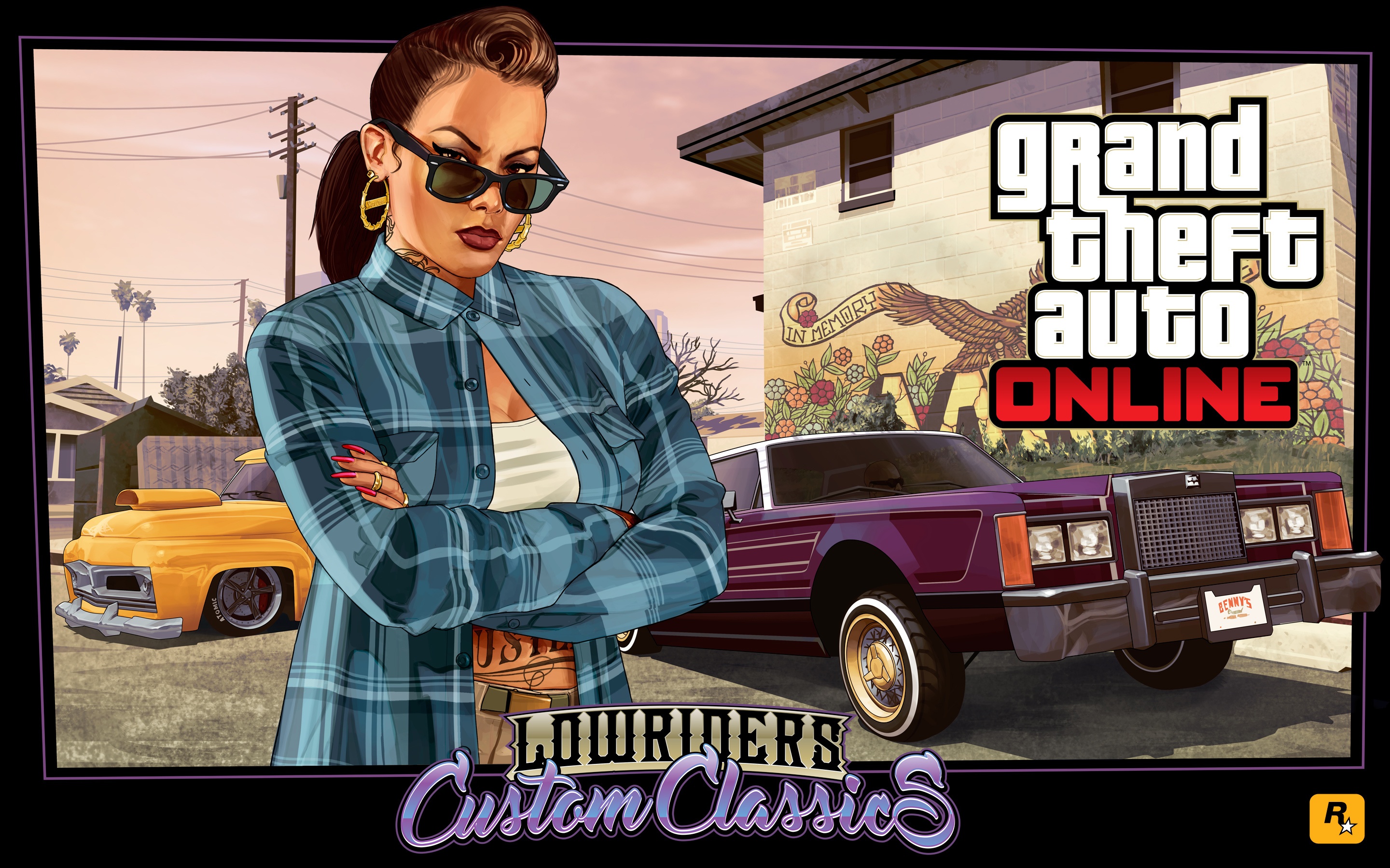 Download wallpaper girl, machine, Lowriders, Latinos, gta online, section  games in resolution 2880x1800