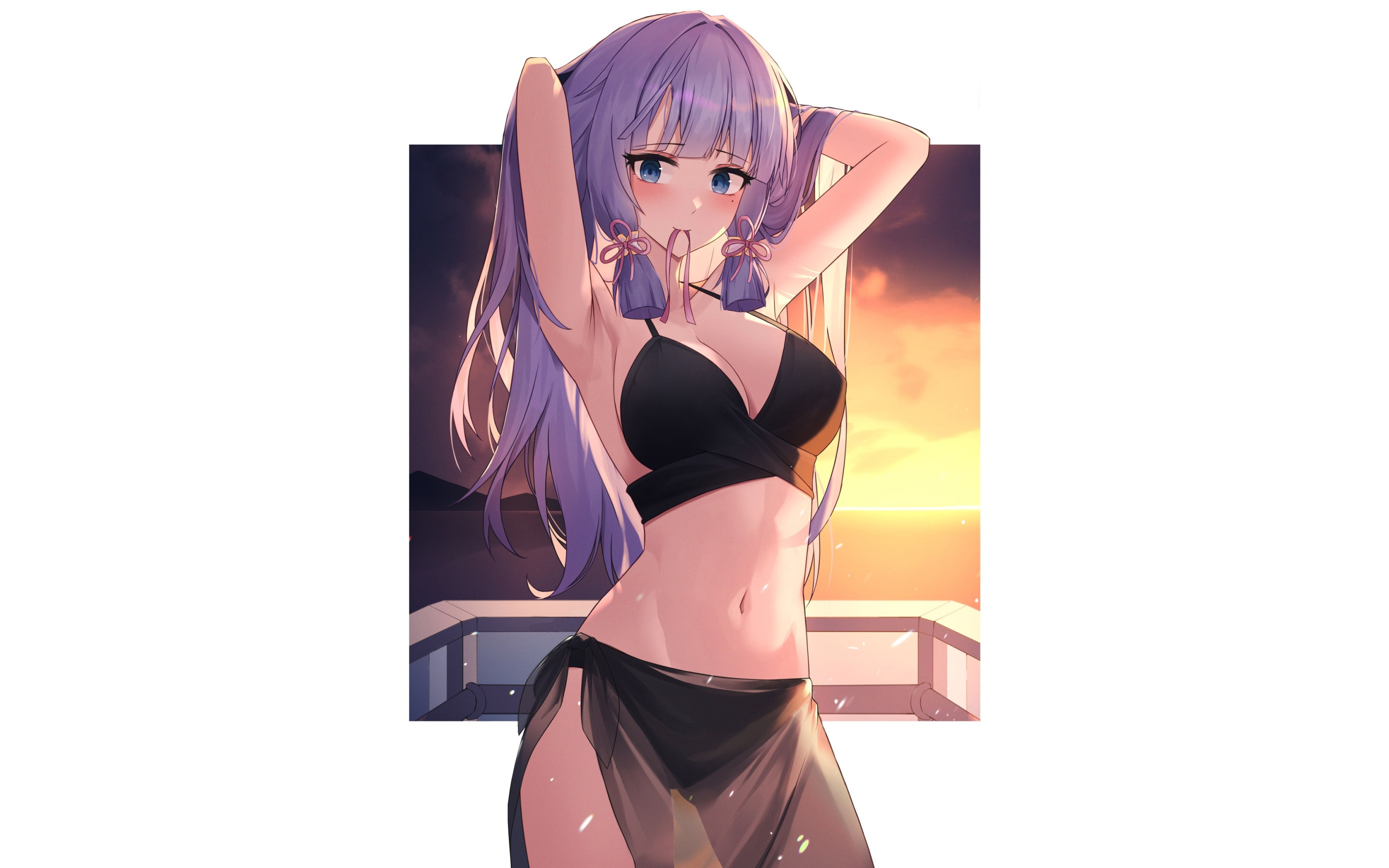 Download wallpaper kawaii, girl, sexy, twilight, sunset, anime, babe, cute,  section seinen in resolution 2880x1800