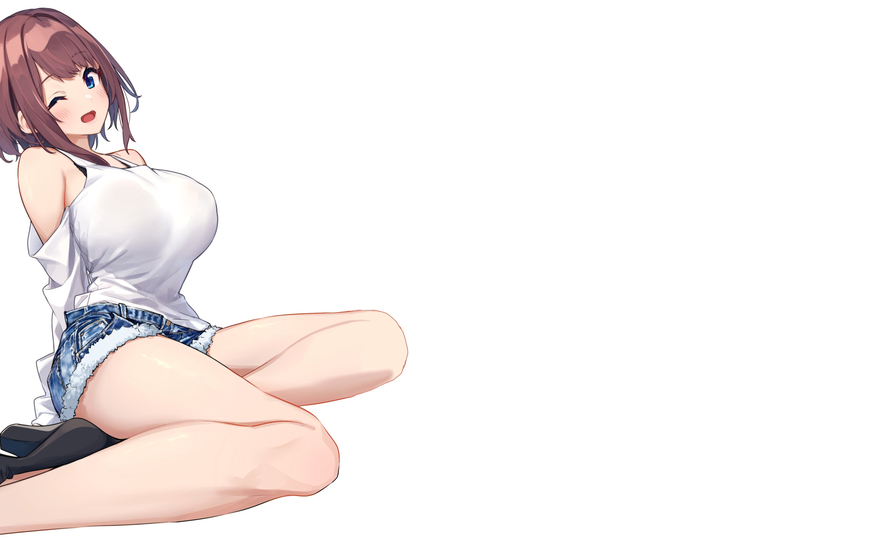 Download wallpaper kawaii, girl, sexy, legs, anime, pretty, big boobs,  babe, section seinen in resolution 2880x1800